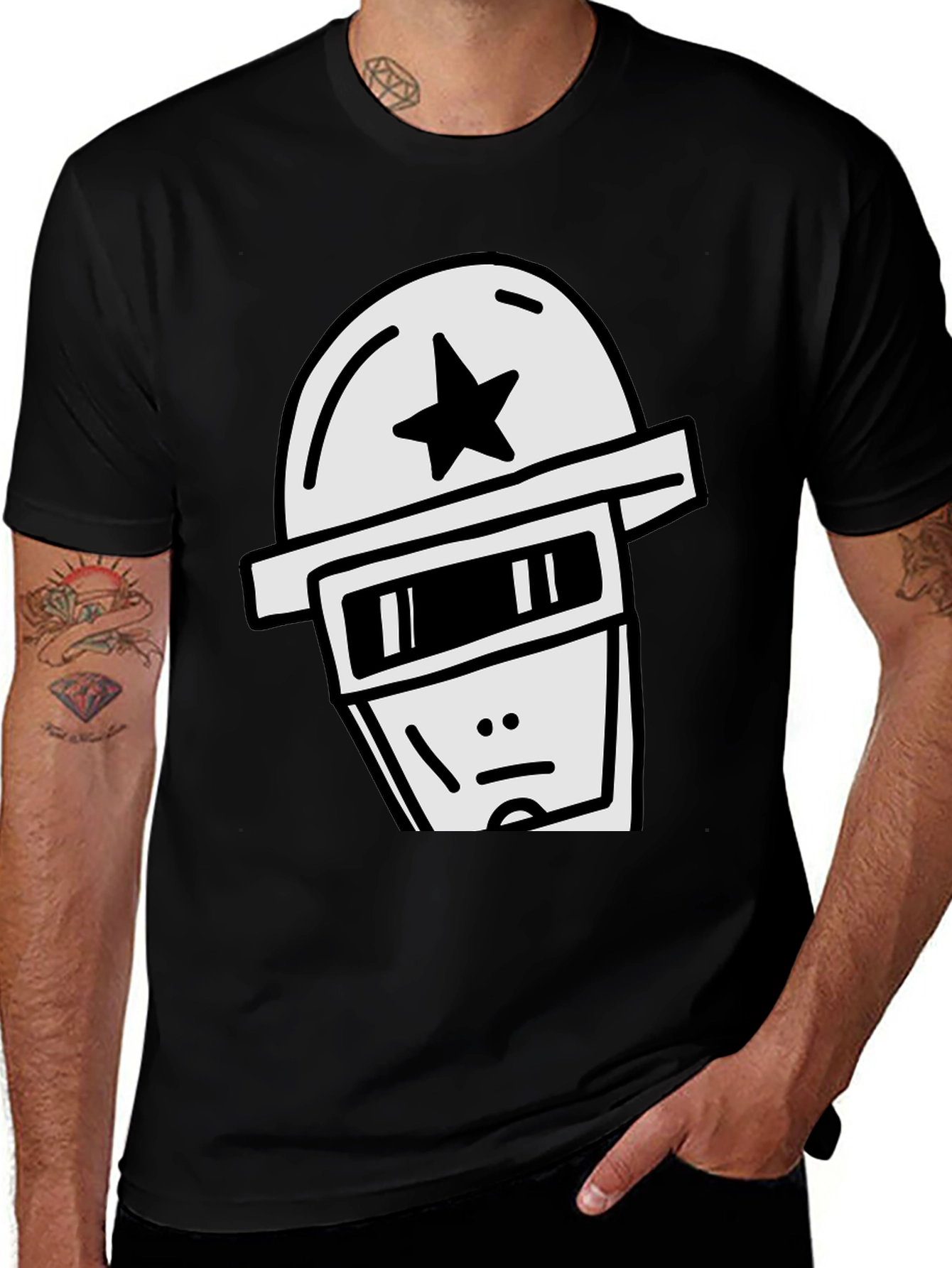 Variant 26 of Black T-Shirt with Star Helmet Graphic