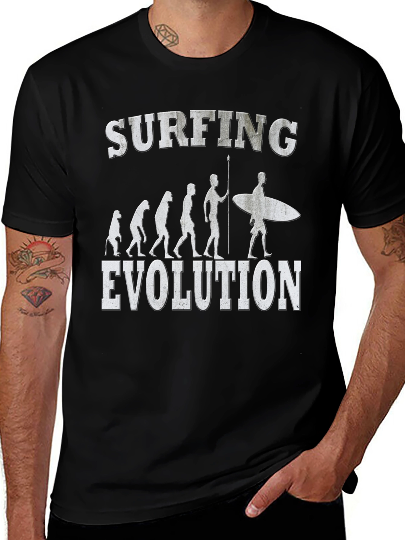 Black Surfing Evolution Graphic Tee - Black Cotton main image