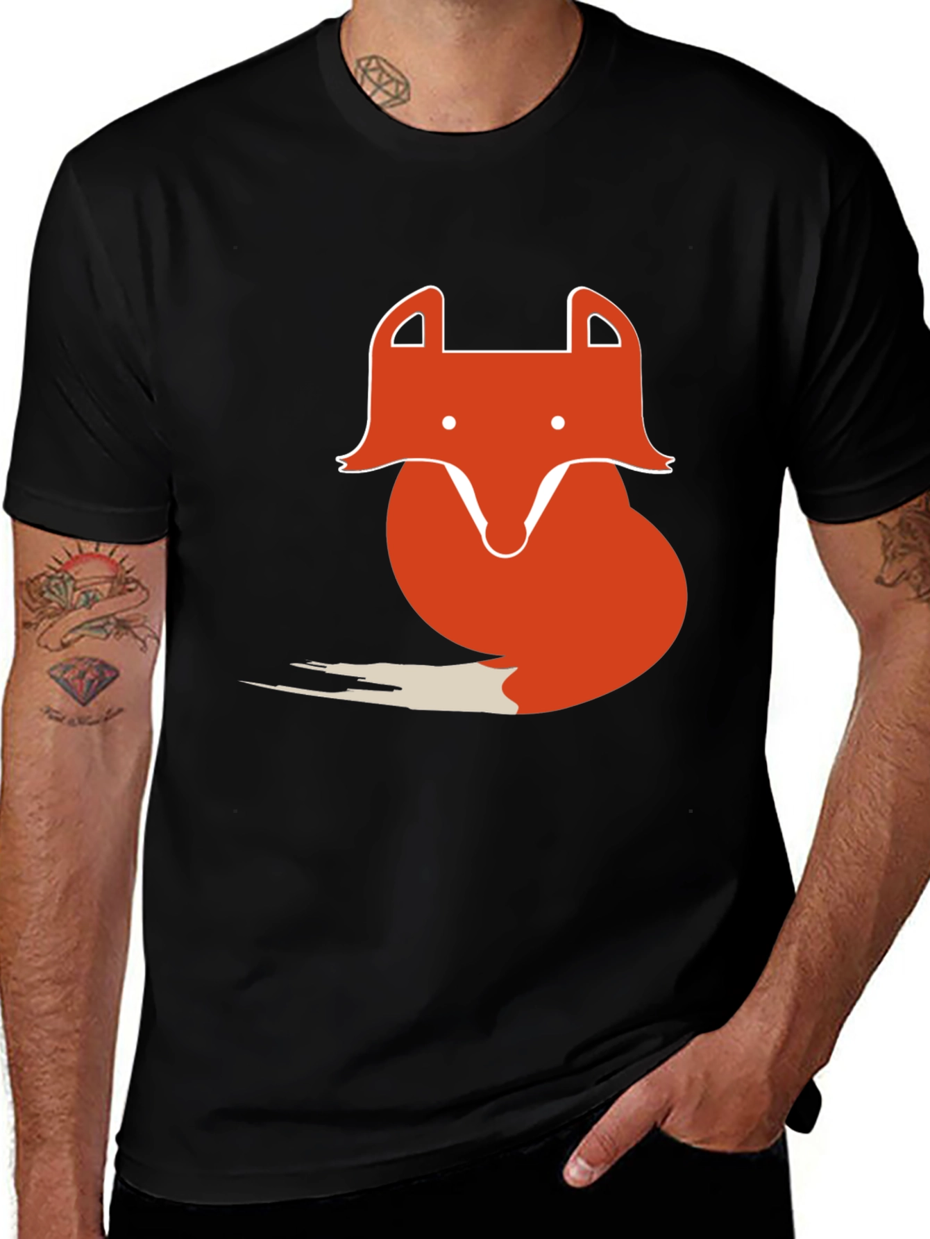 Variant 29 of Men's Black Graphic Tee - Fox Design