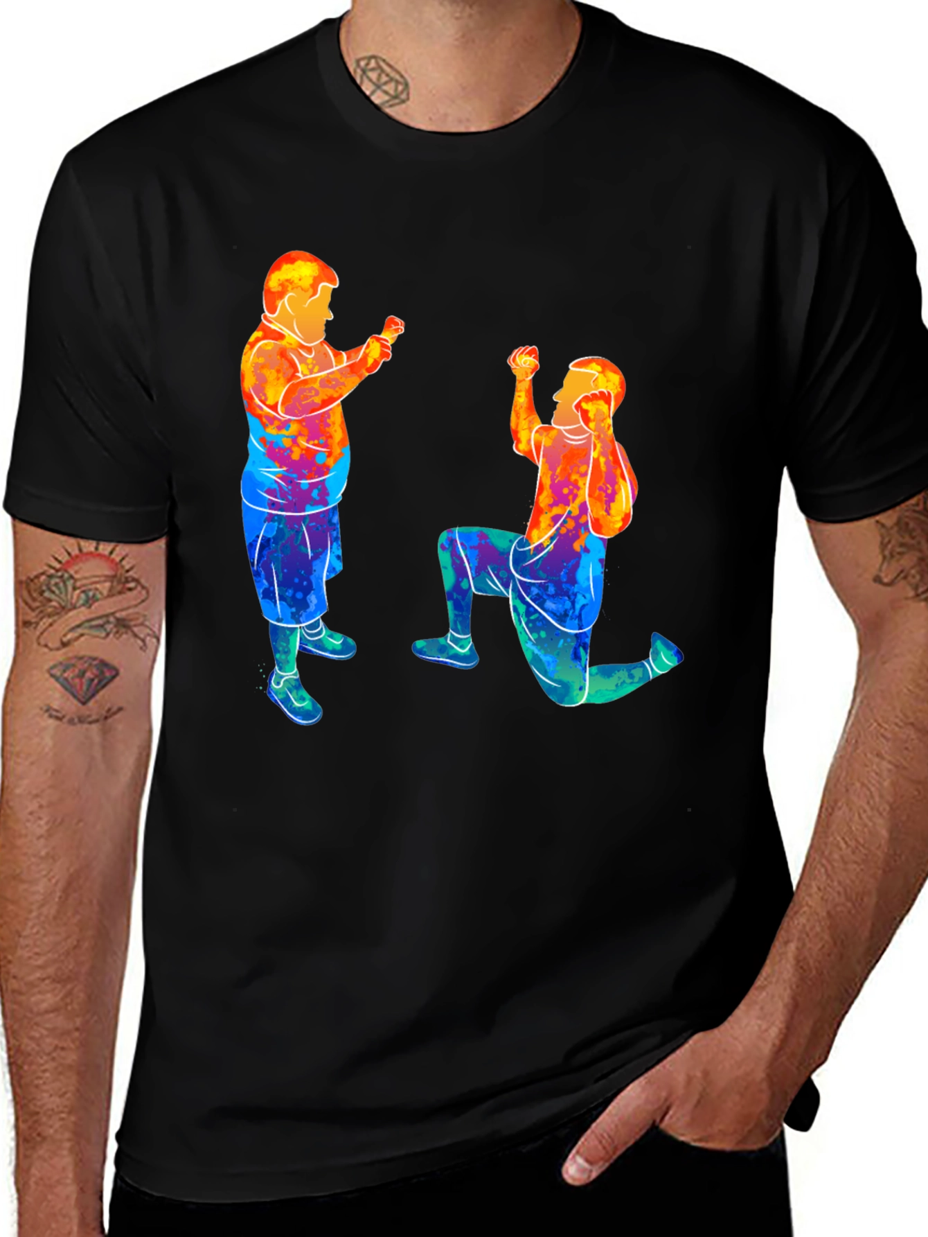 Variant 10 of Colorful Wrestling Silhouette Graphic T-Shirt
