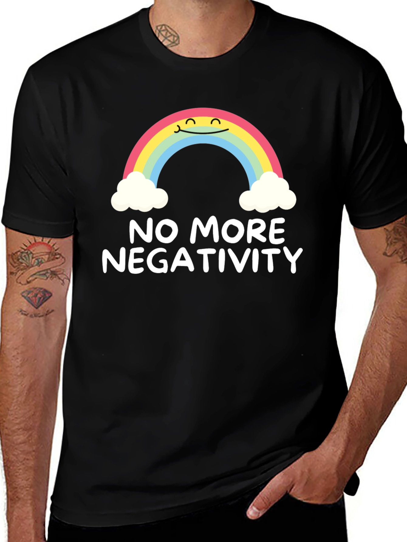 Optimistic Rainbow Graphic Tee - No More Negativity