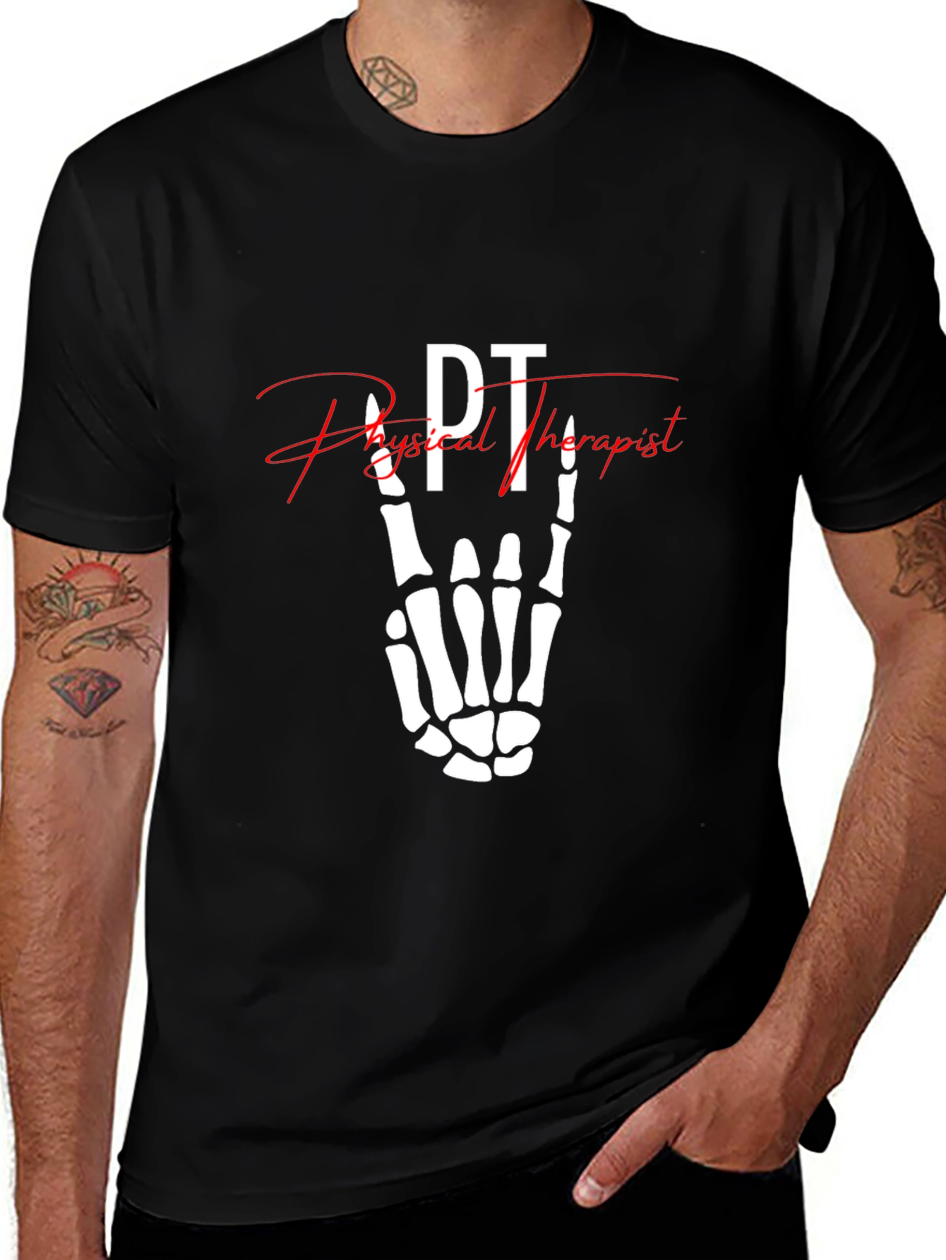 PT Physical Therapist Skeleton Hand T-Shirt
