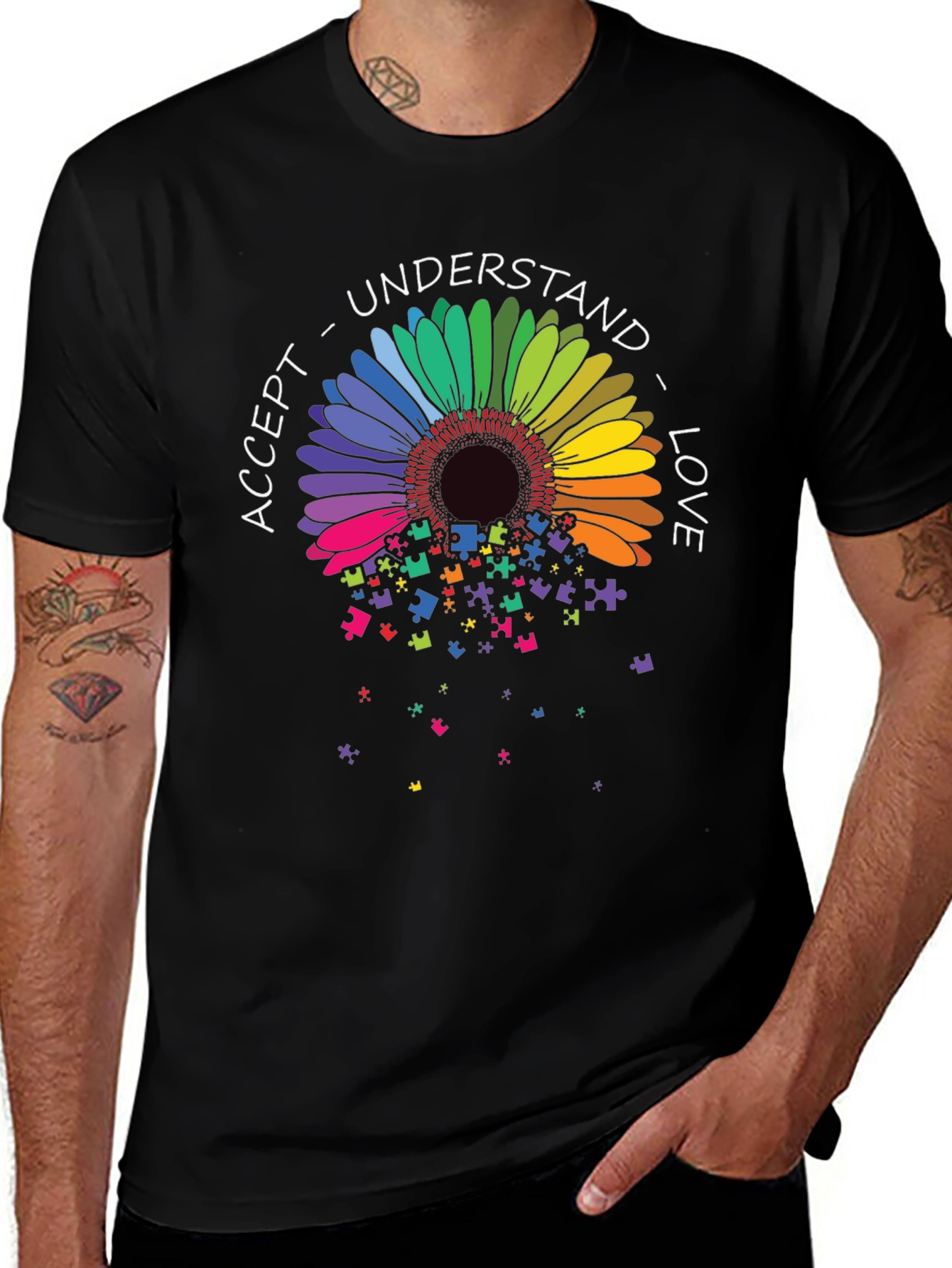 Variant 13 of Autism Awareness Sunflower Puzzle T-Shirt