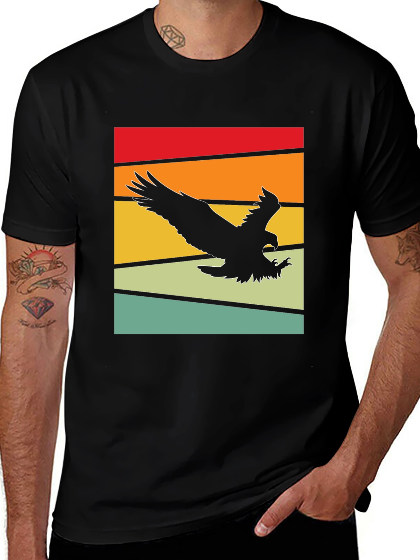 Variant 19 of Retro Eagle Graphic Tee - Black