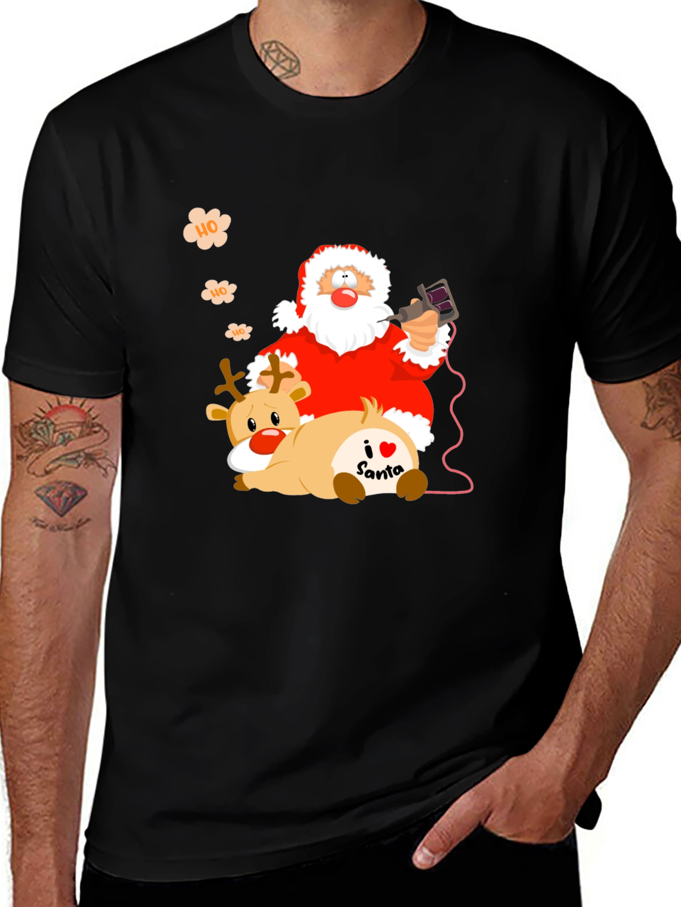 Variant 26 of Santa Claus Tattoo Artist Graphic Tee