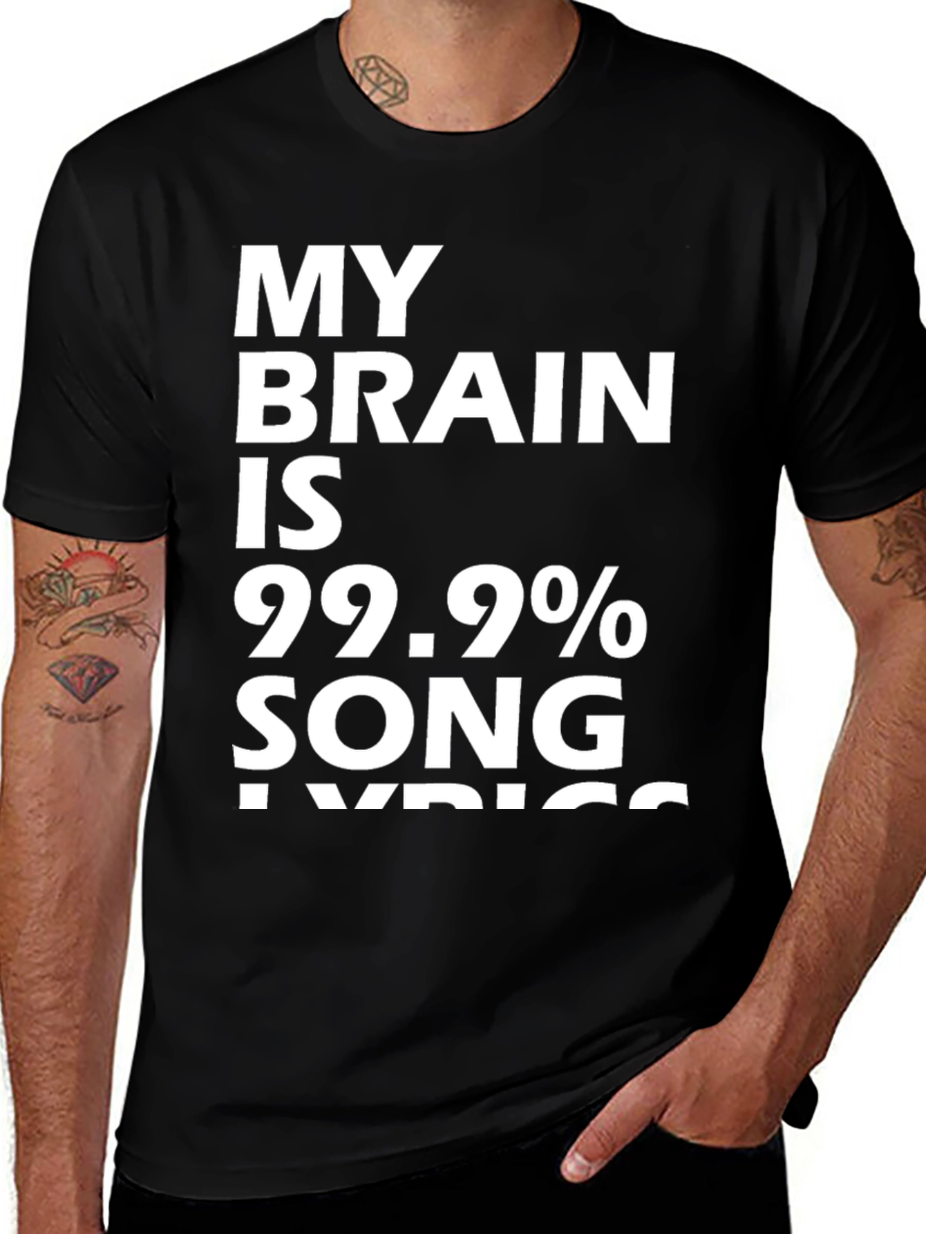 Variant 23 of My Brain Is 99.9% Song Lyrics - Humorous Black T-Shirt