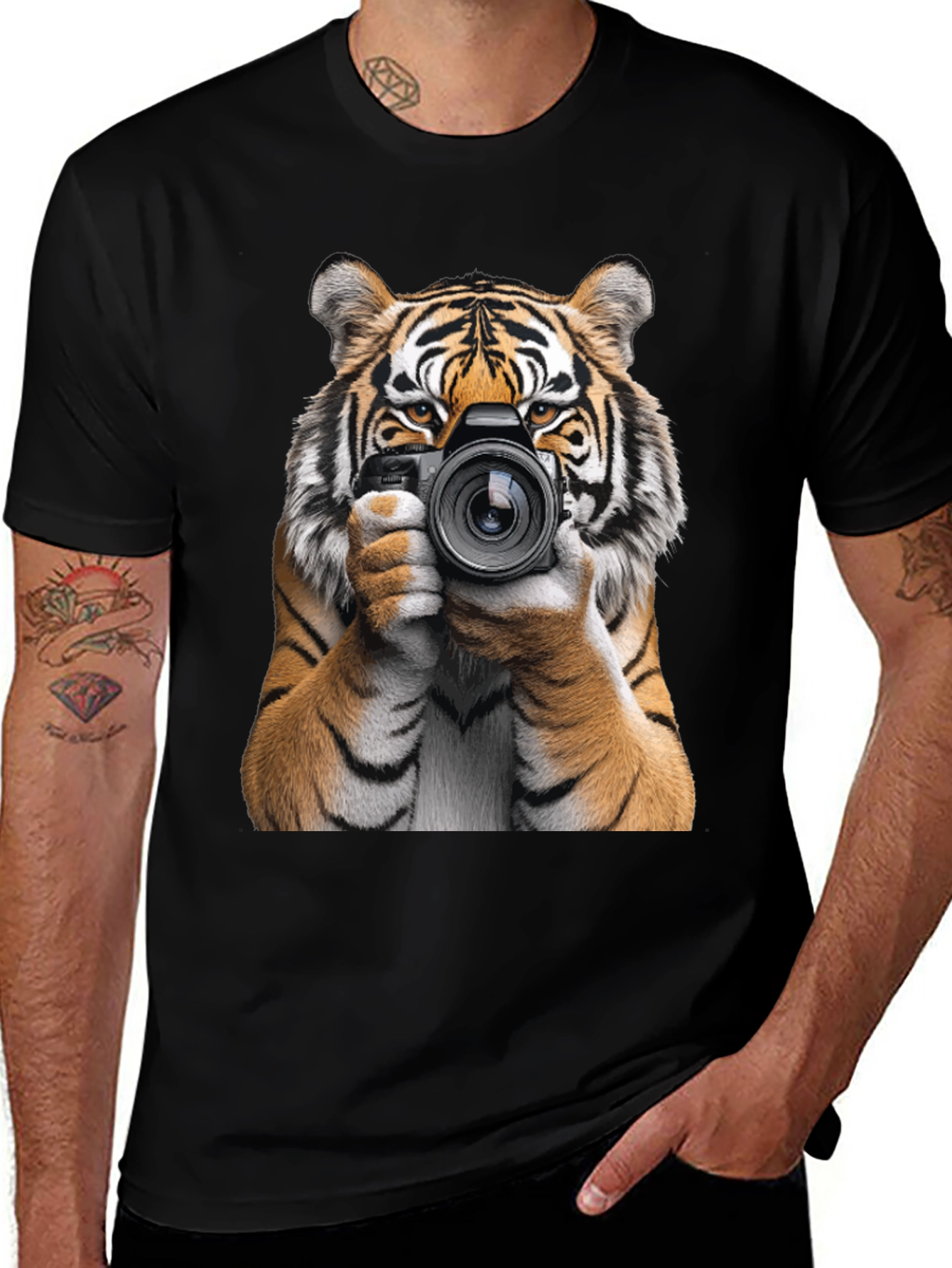 Variant 13 of Tiger Photographer Graphic T-Shirt - Animal Lover Tee