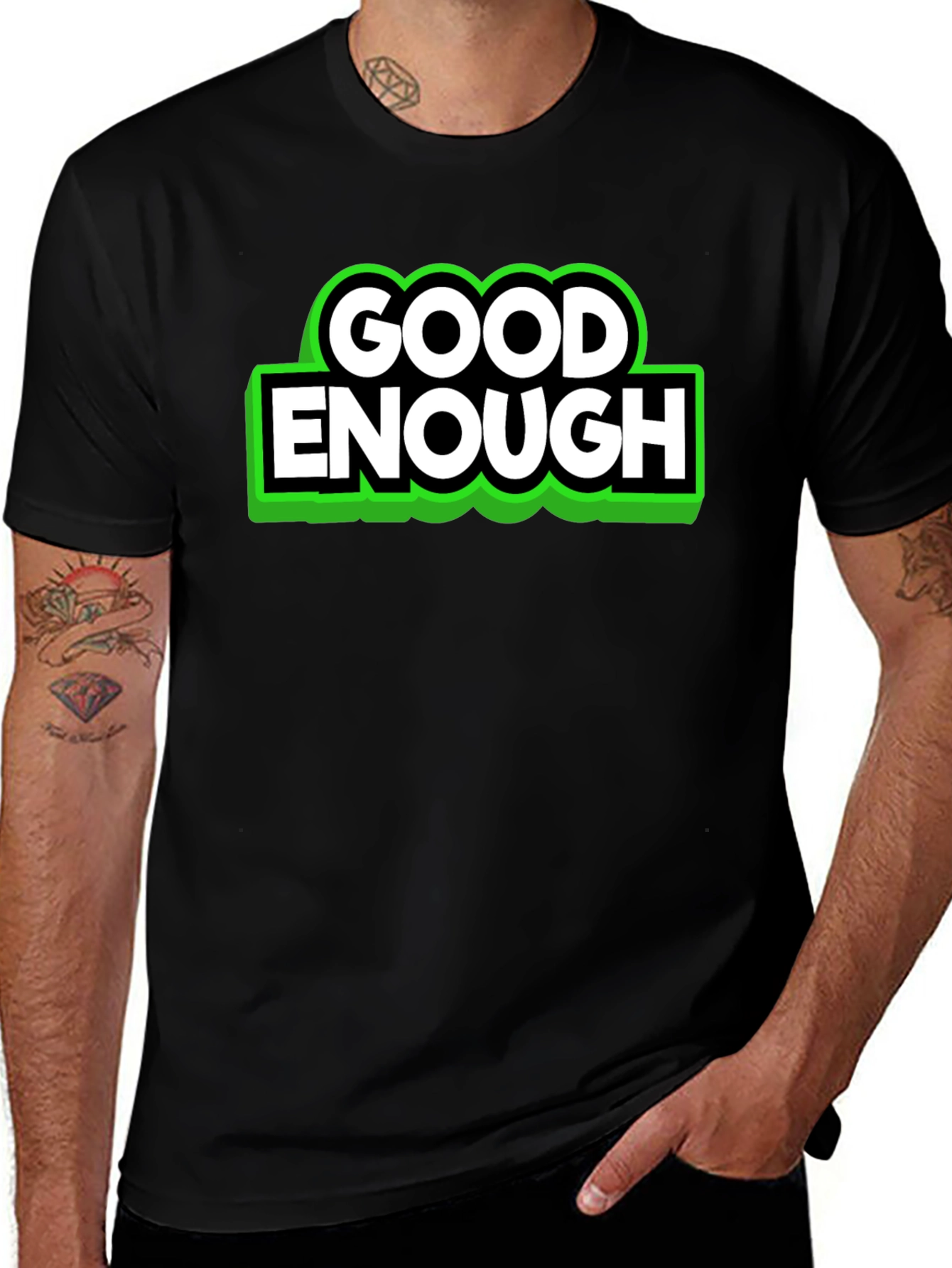 Variant 23 of Good Enough Graphic T-Shirt - Black