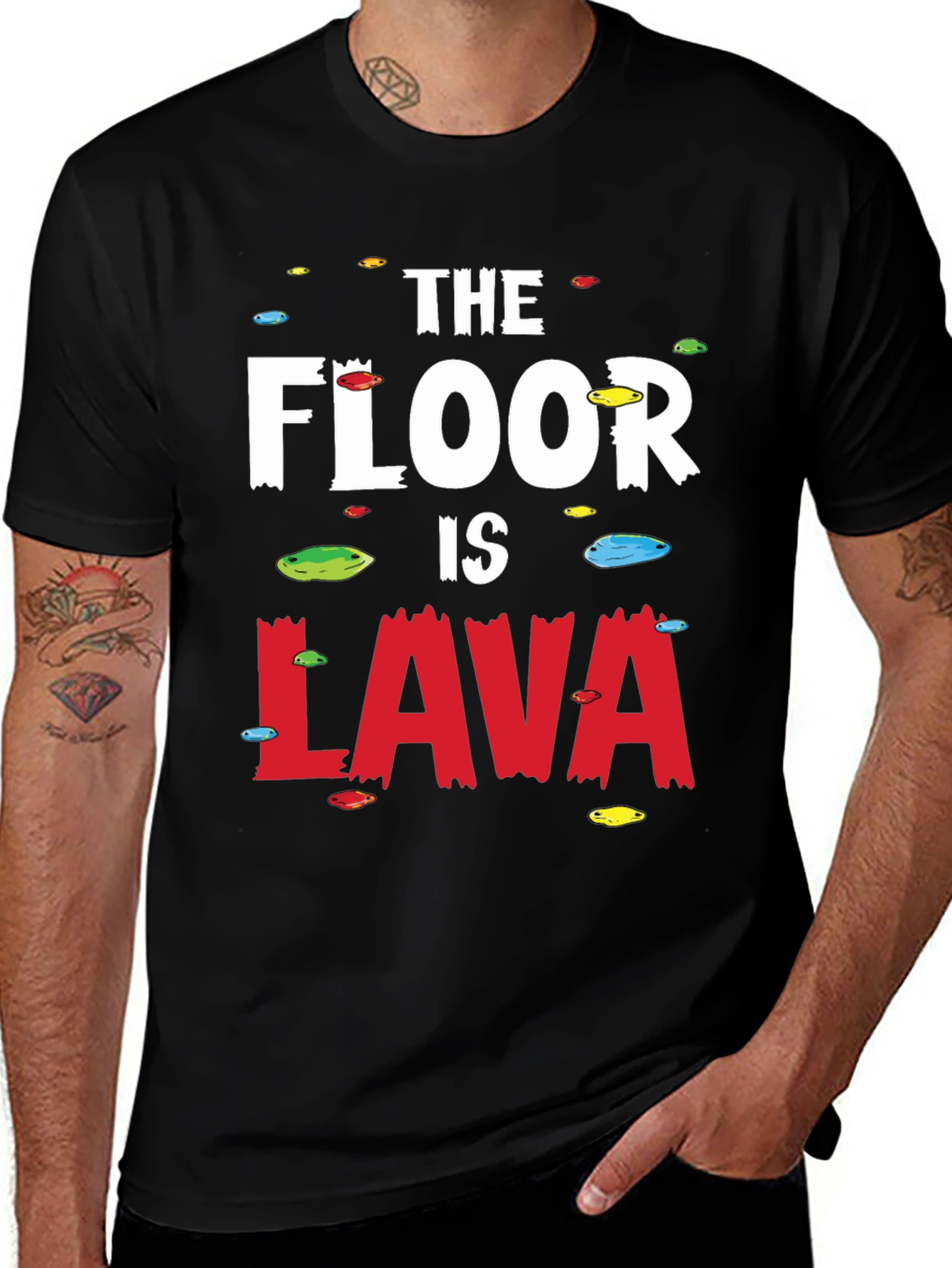 Variant 2 of The Floor Is Lava Black Graphic Tee