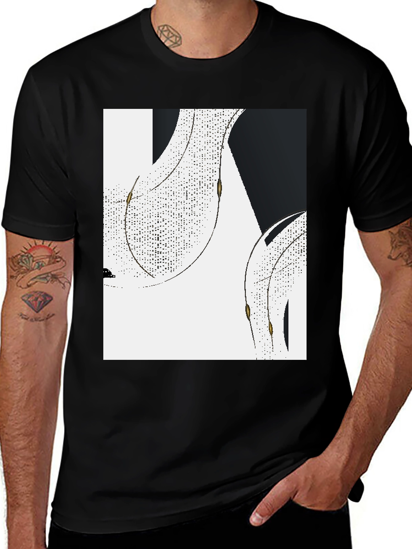 Variant 8 of Abstract Graphic Print Black Tee Shirt
