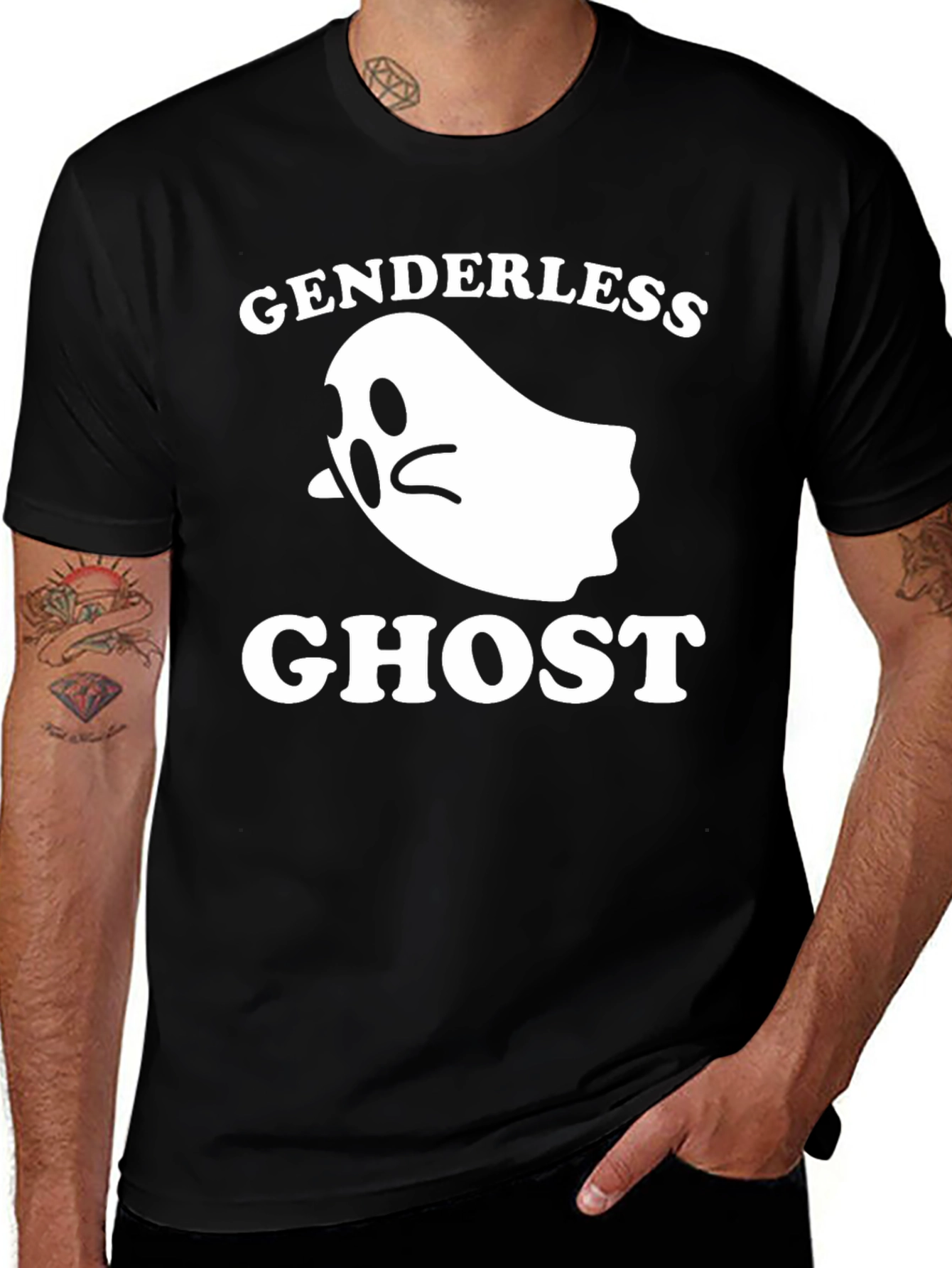 Variant 27 of Genderless Ghost Graphic T-Shirt - Spooky & Unique