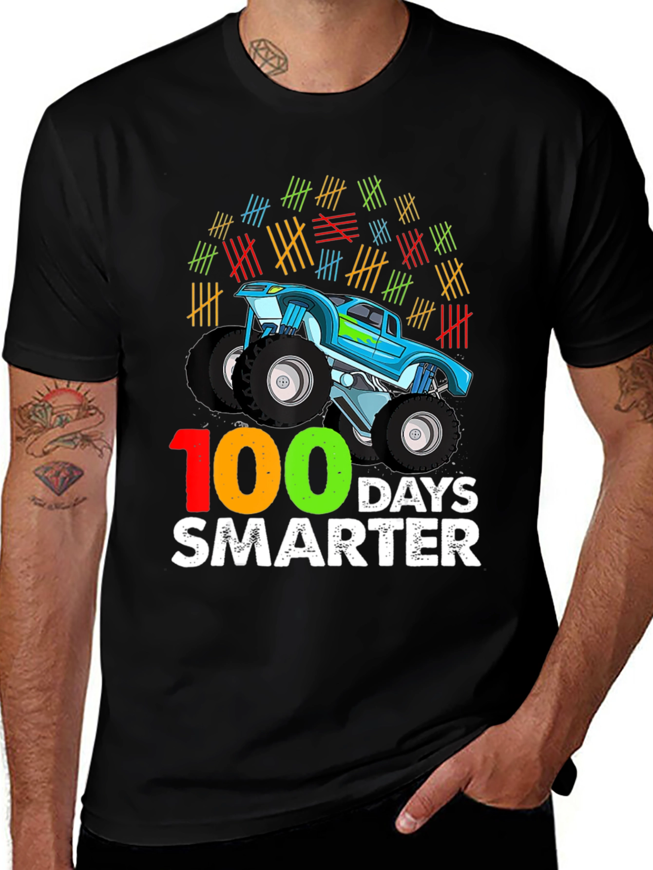 100 Days Smarter Monster Truck T-Shirt