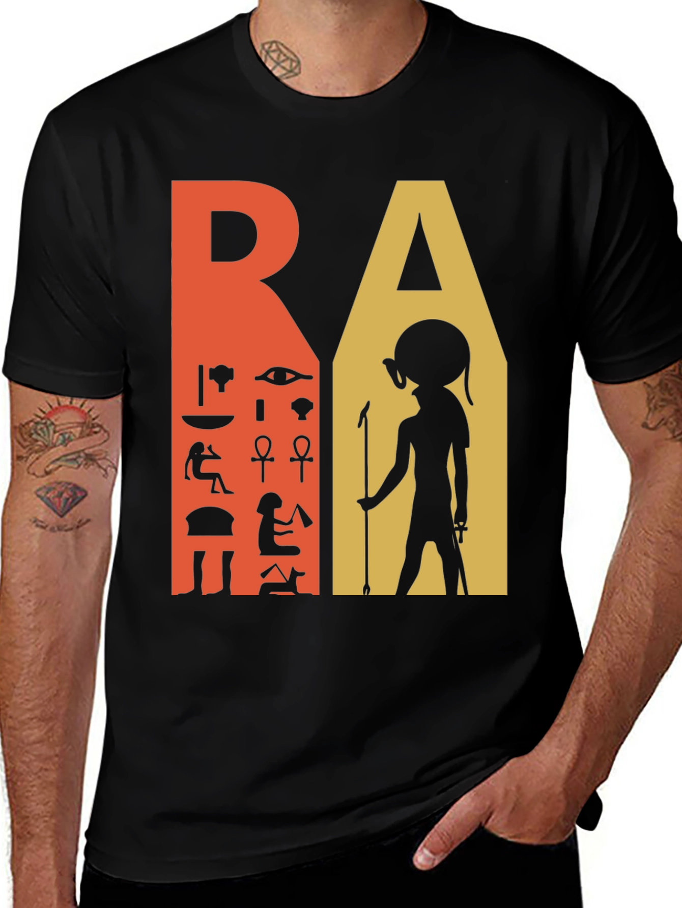 Variant 7 of Egyptian Ra Graphic Print T-Shirt - Stylish Pharaoh Design