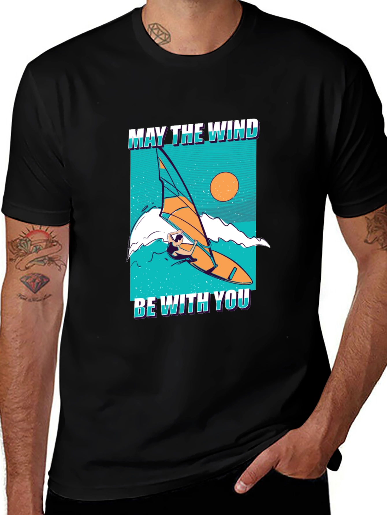 Variant 14 of Windsurfing T-Shirt - May The Wind Be With You