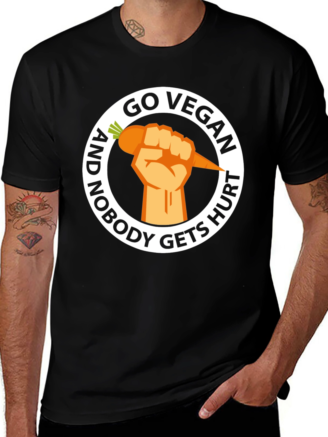 Variant 7 of Go Vegan Nobody Gets Hurt Graphic Tee