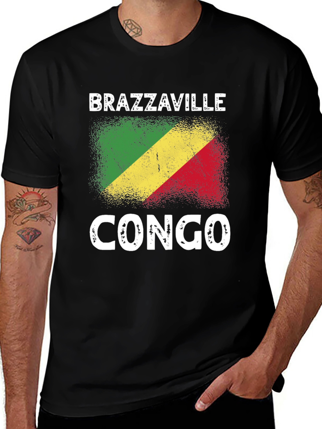 Brazzaville Congo Flag Graphic T-Shirt