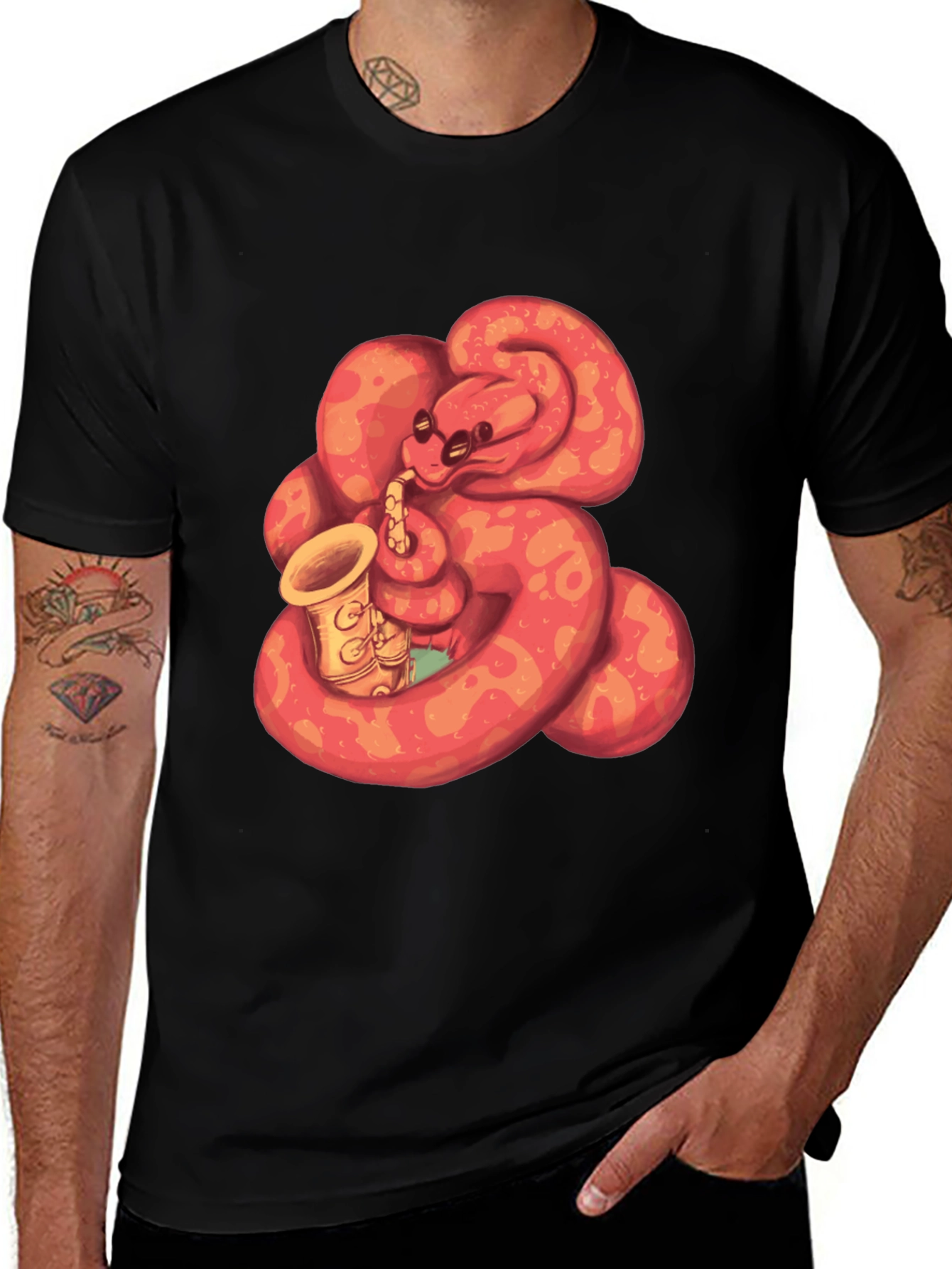 Variant 6 of Saxophone Snake Graphic T-Shirt