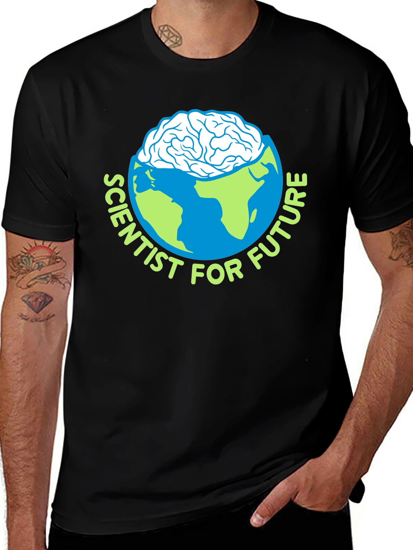 Variant 13 of Scientist For Future T-Shirt, Brain & Earth Design