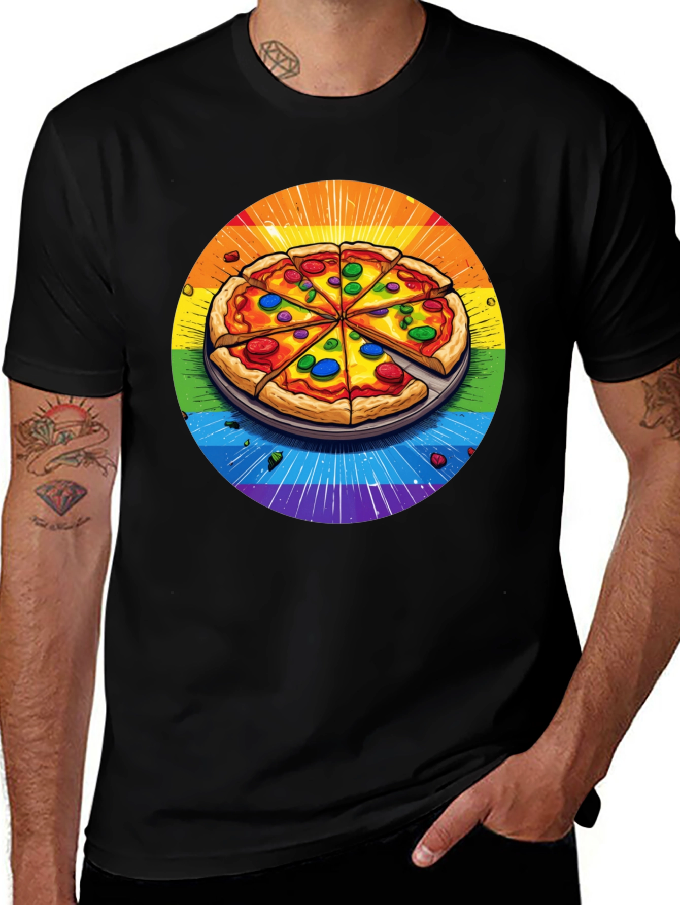 Variant 3 of Rainbow Pizza T-Shirt