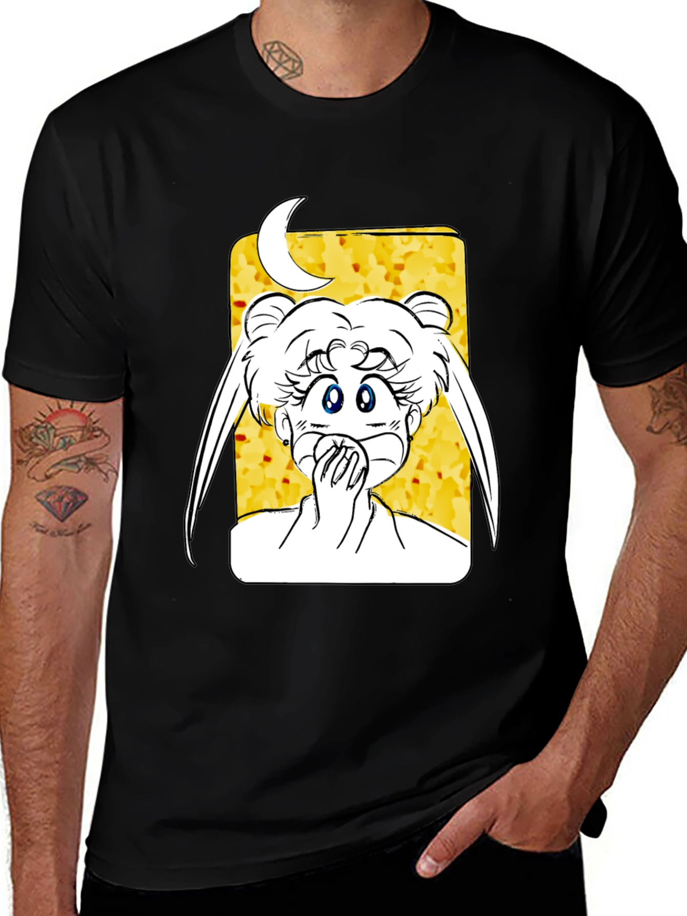 Variant 12 of Anime Graphic Tee - Sailor Moon Design Black T-Shirt