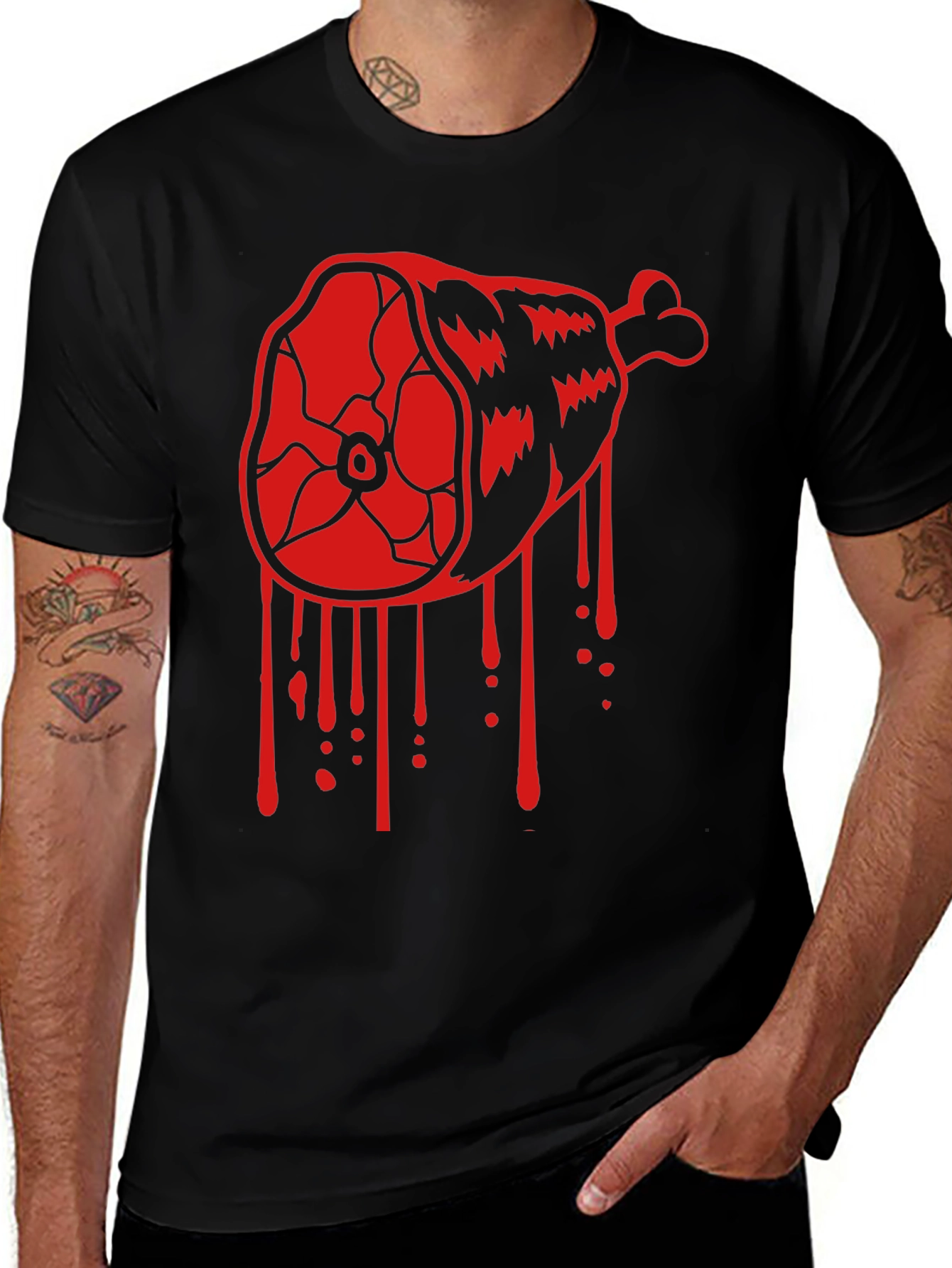 Variant 2 of Bloody Meat Cut Black T-Shirt