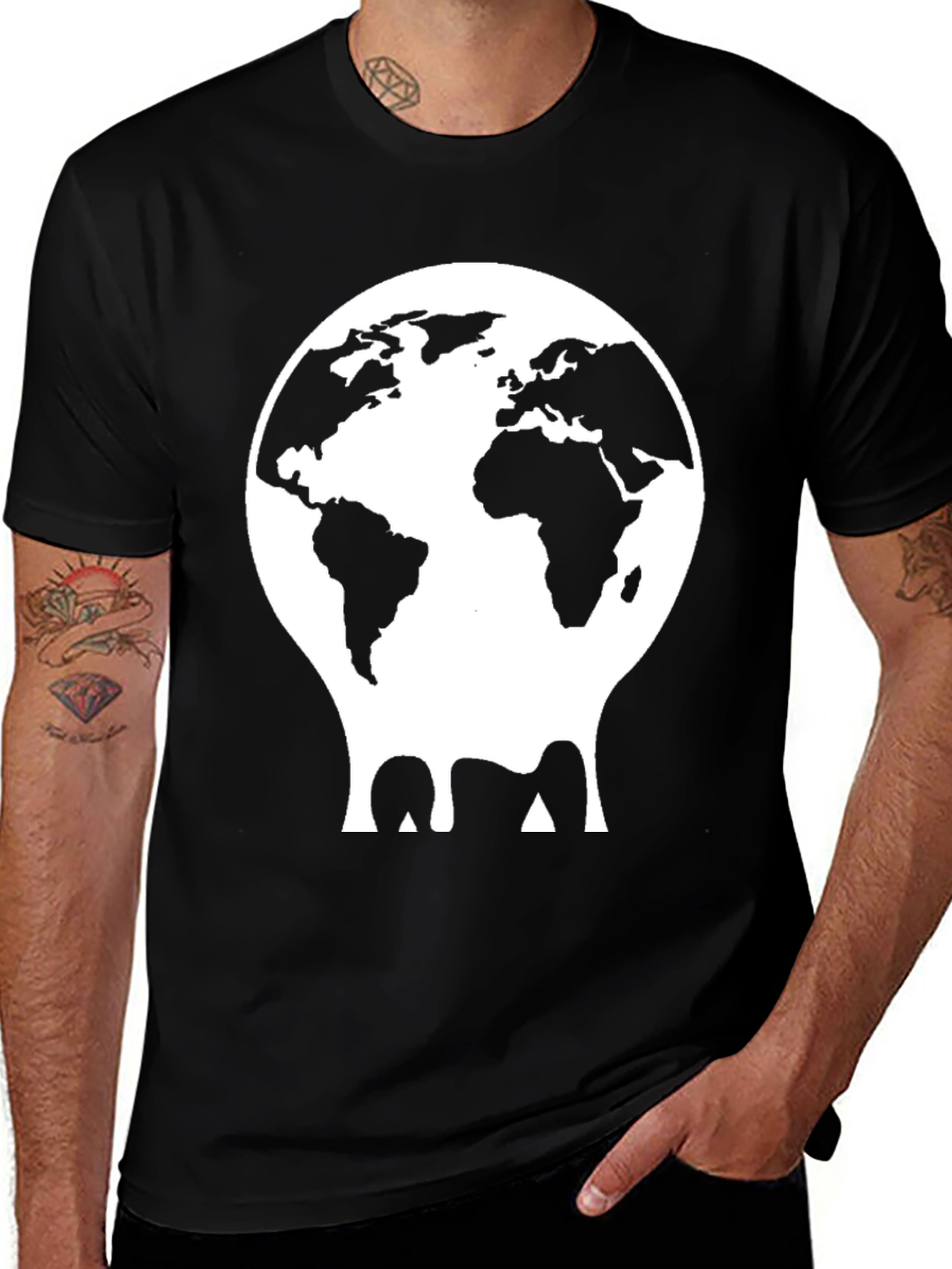 Variant 21 of Melting Globe Graphic Tee - Black Cotton T-Shirt