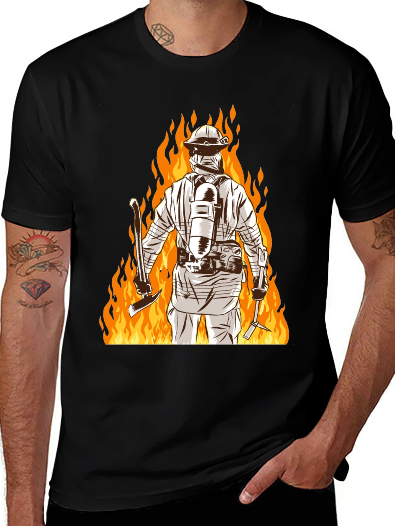 Variant 30 of Firefighter Graphic T-Shirt - Black