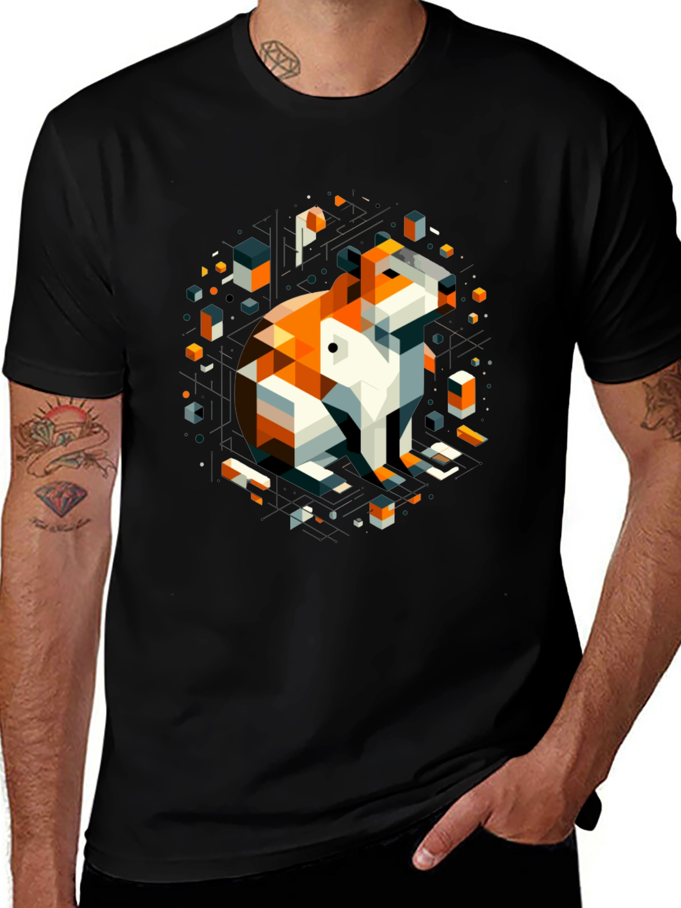 Variant 9 of Geometric Fox Graphic Tee - Modern Design