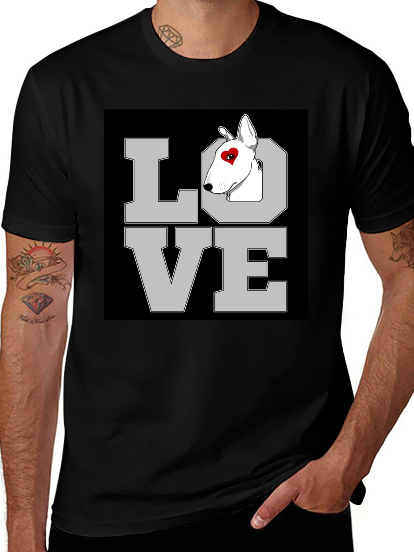 Variant 17 of Love Bull Terrier Graphic T-Shirt, Black
