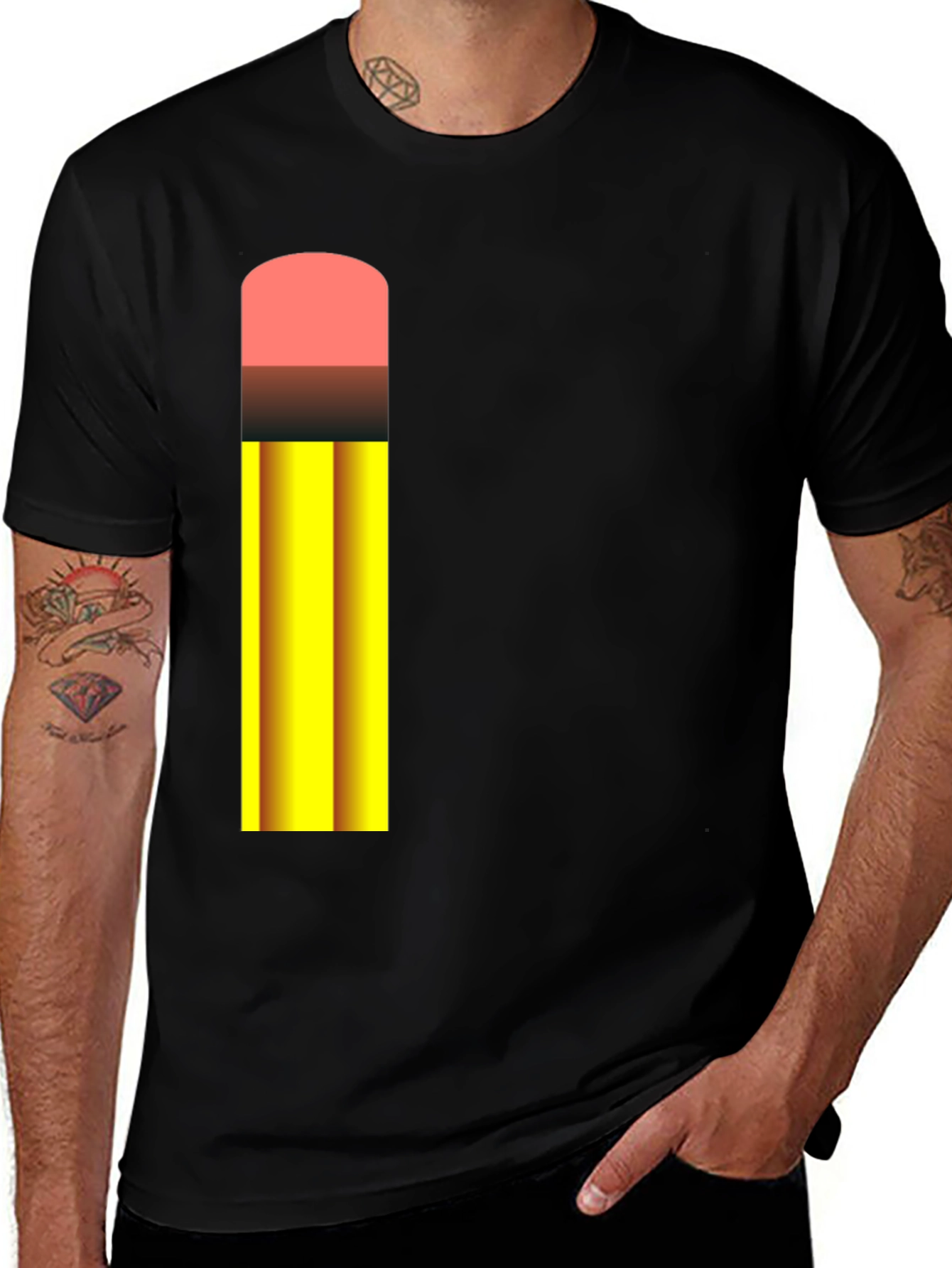 Pencil Graphic Black T-Shirt