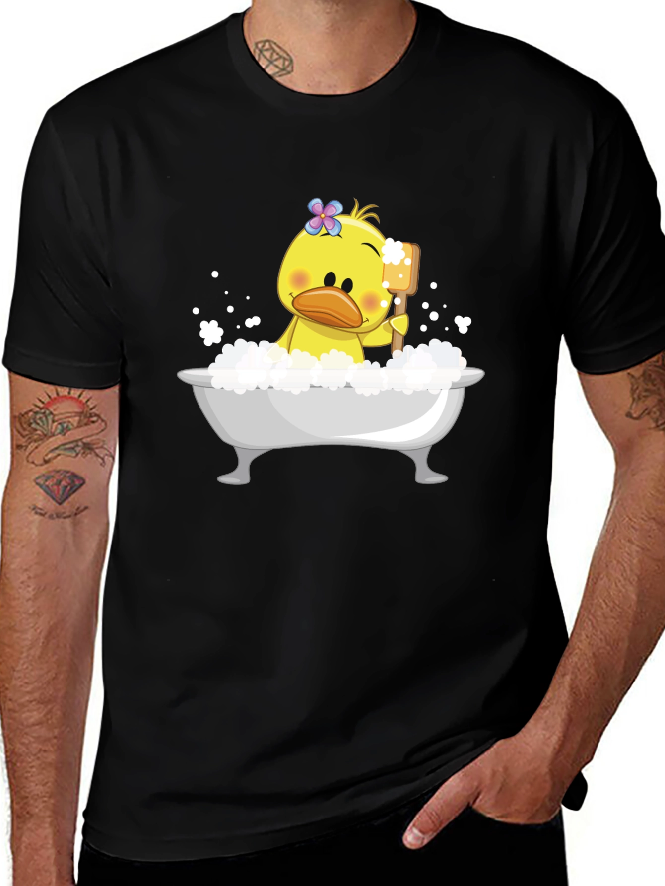 Variant 22 of Duck in Tub Graphic Tee - Black Cotton T-Shirt