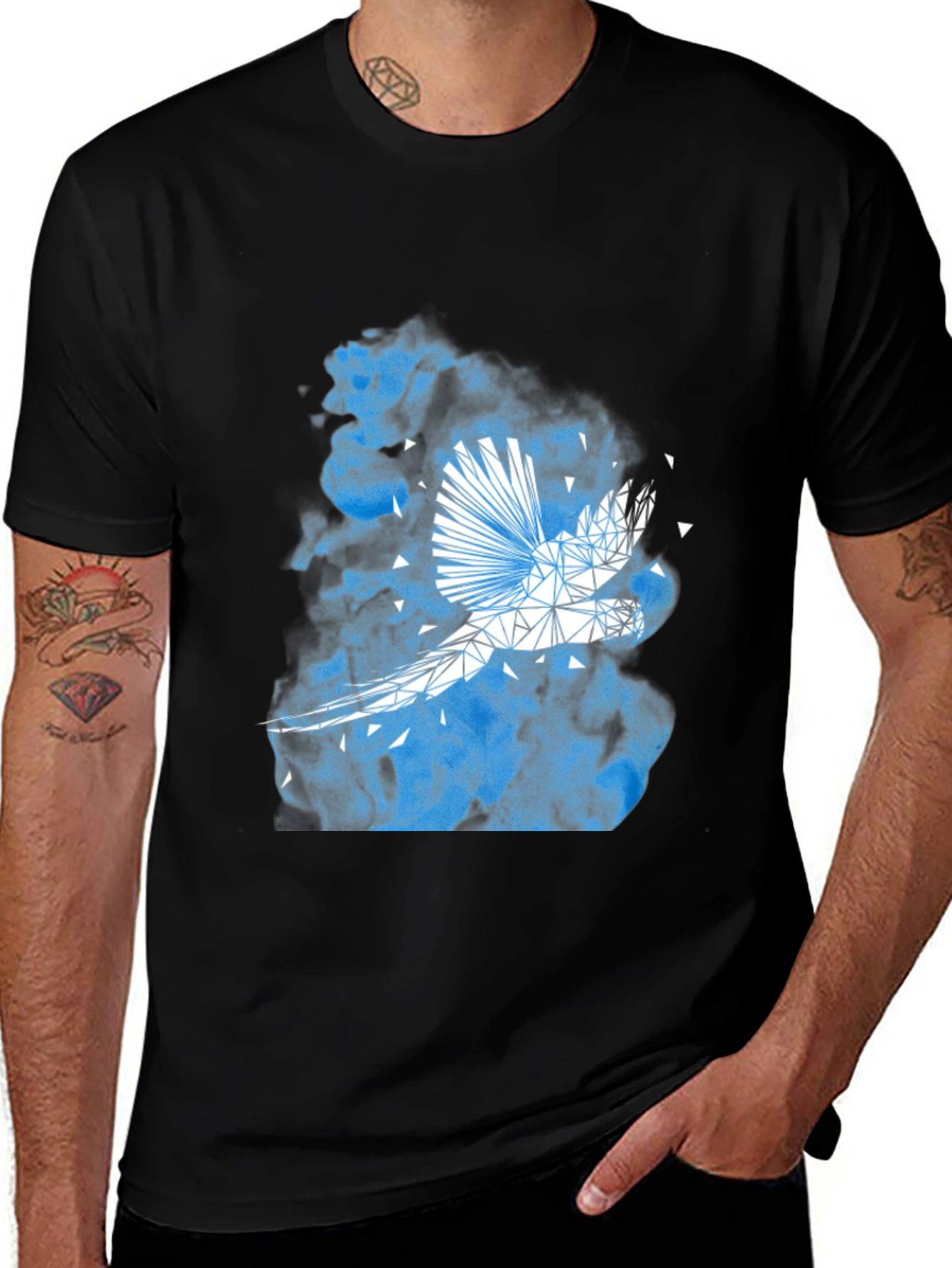 Variant 28 of Geometric Bird Graphic Print Black T-Shirt
