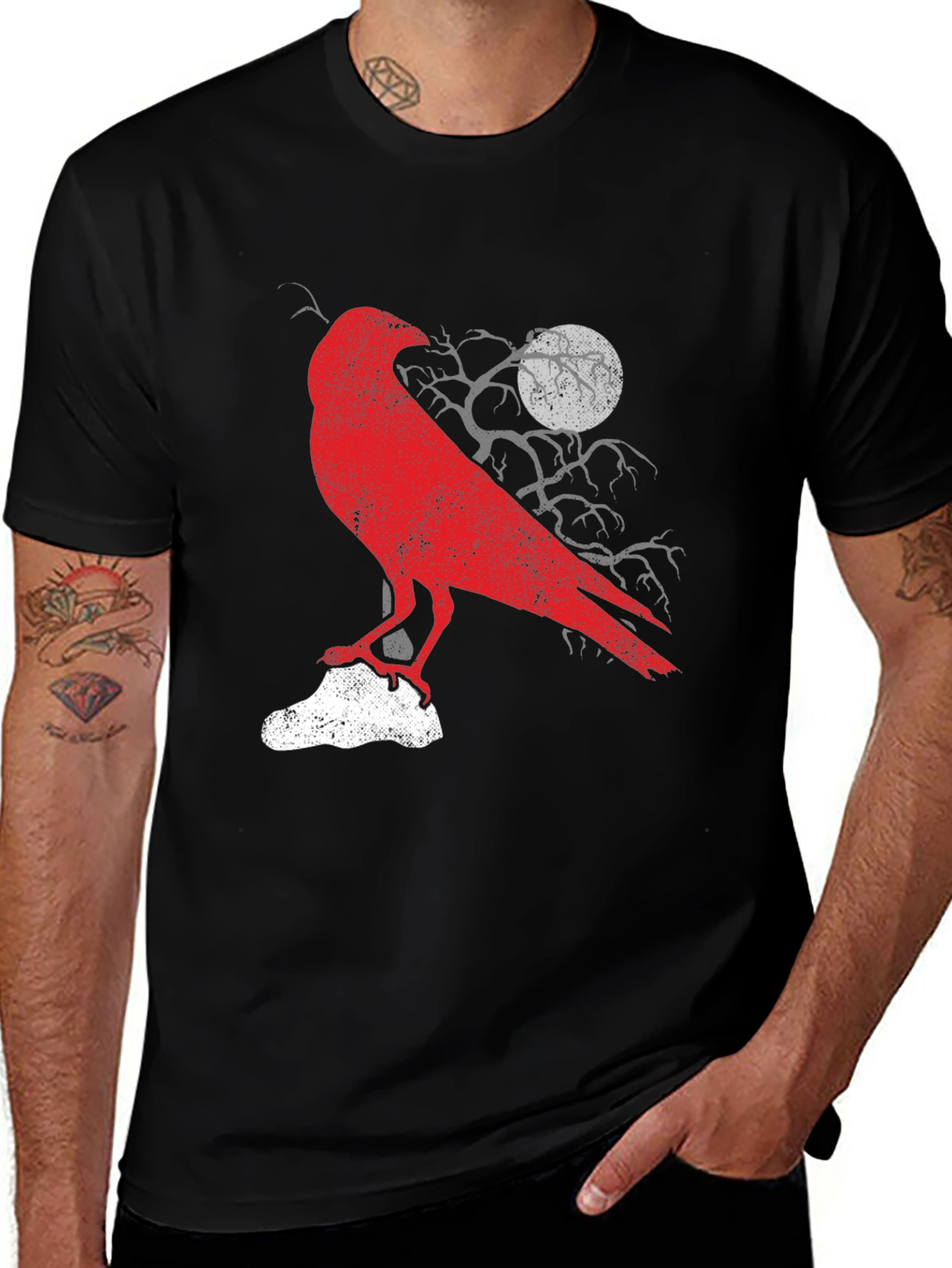Variant 24 of Raven Graphic Tee - Mens Black Cotton T-Shirt