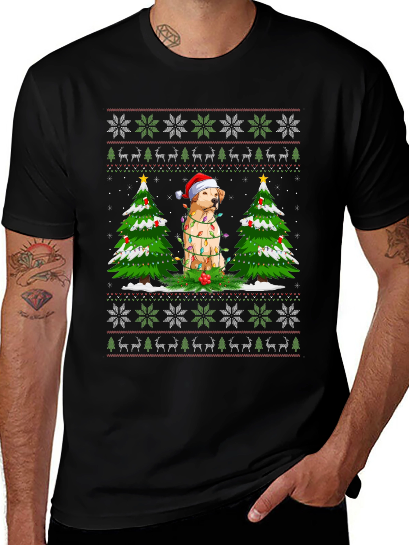 Festive Dog Christmas Sweater T-Shirt