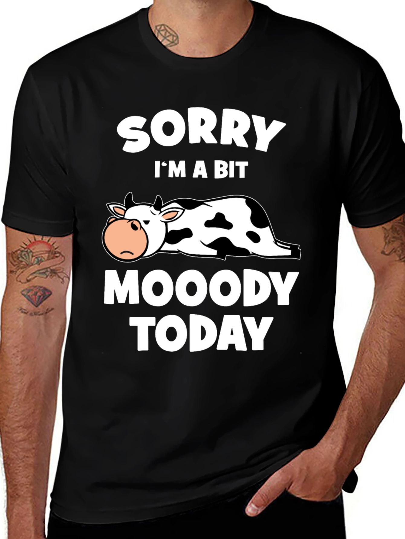 Variant 12 of Moody Cow Graphic T-Shirt - Funny Animal Tee