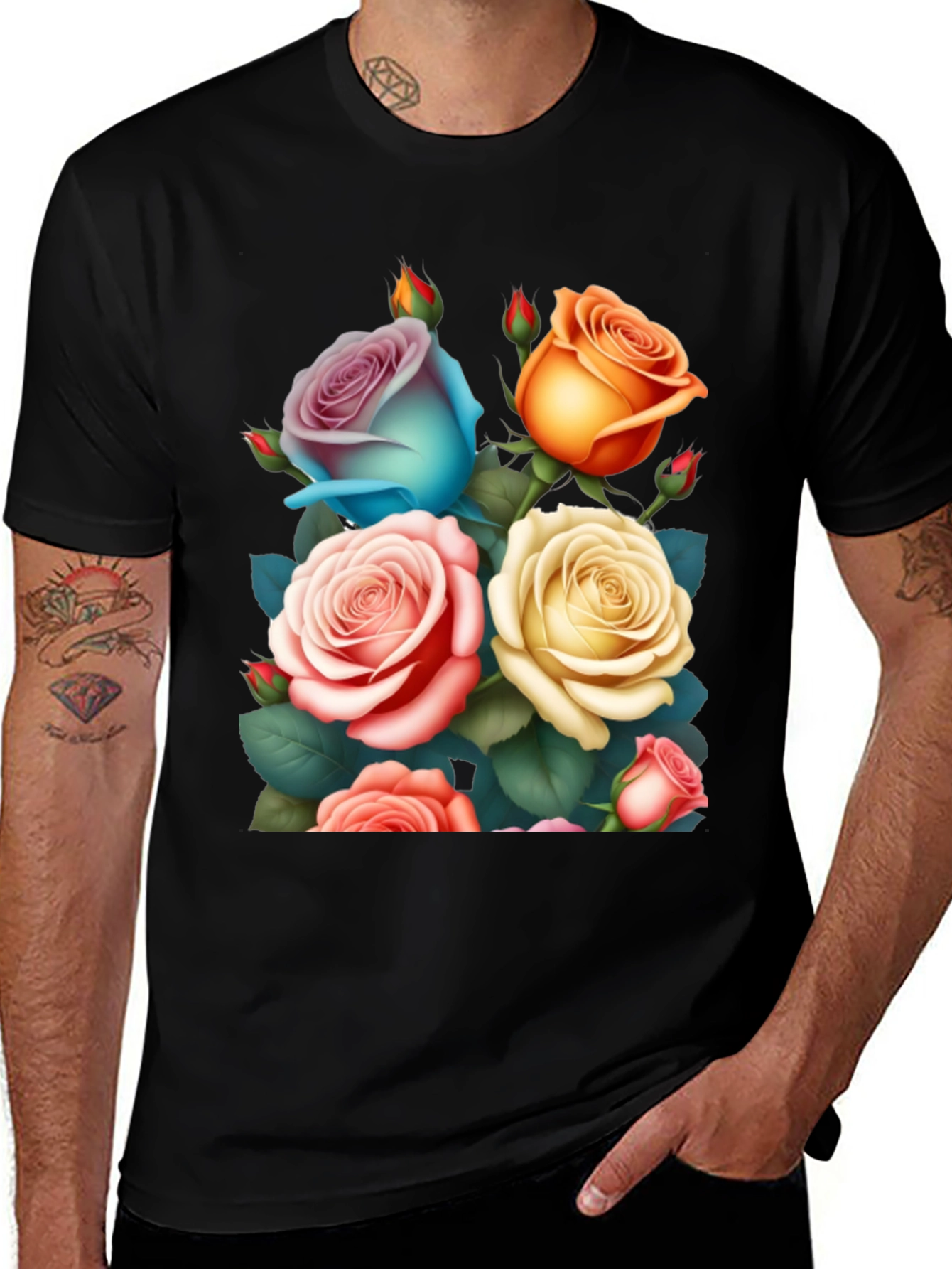 Variant 11 of Floral Rose Graphic Tee - Stylish & Unique Design