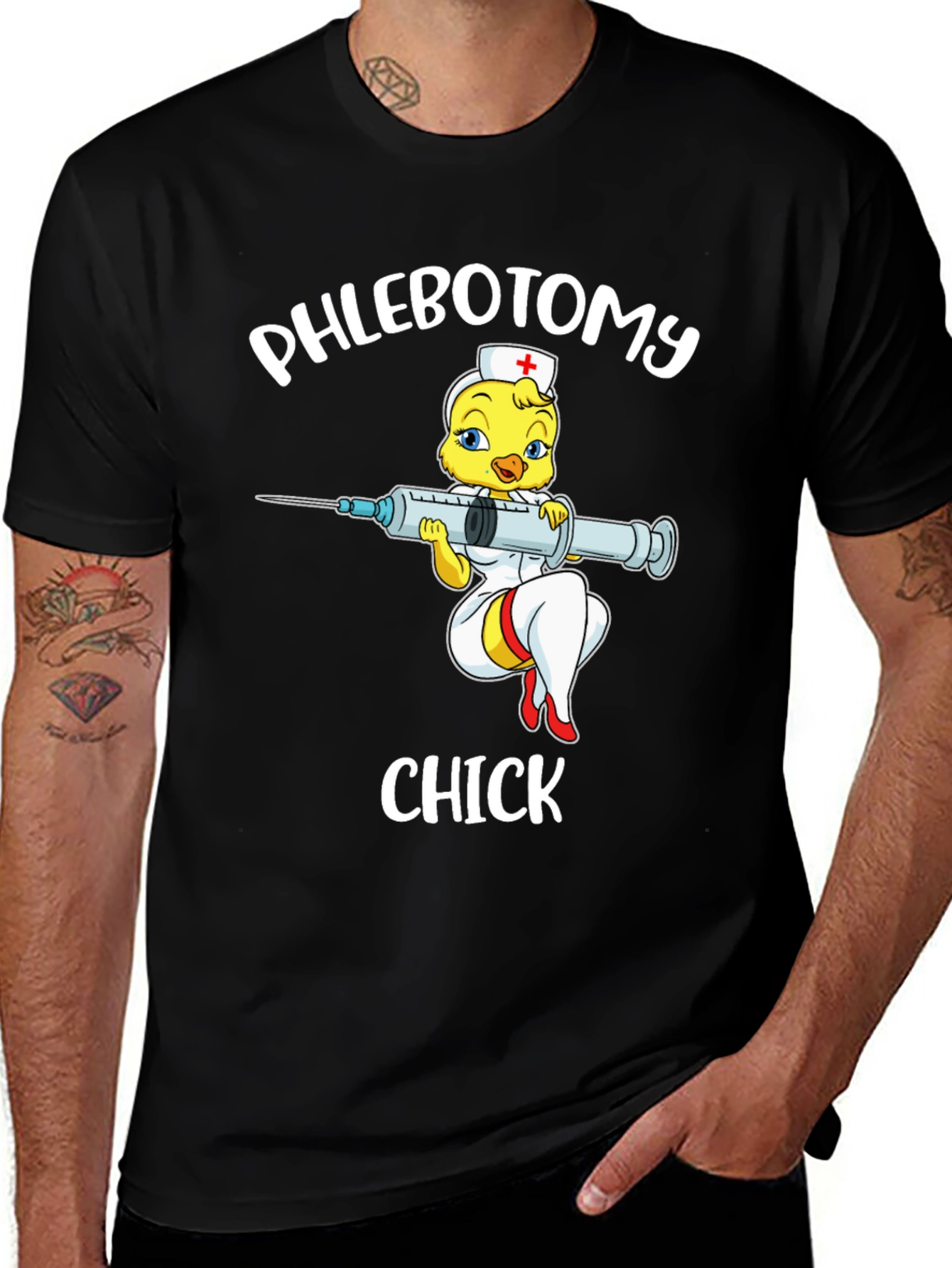 Variant 15 of Phlebotomy Chick T-Shirt - Novelty Nurse Tee