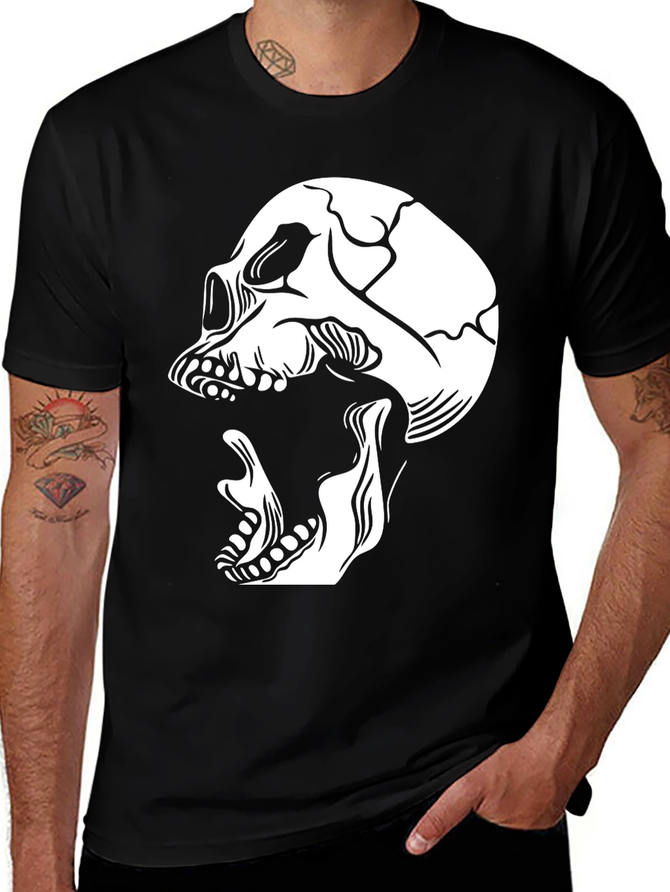 Variant 2 of Skull Graphic Print Black T-Shirt