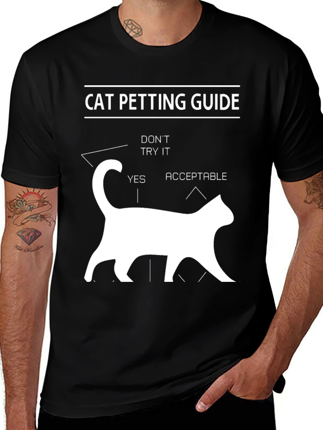 Variant 23 of Cat Petting Guide T-Shirt Funny Graphic Tee
