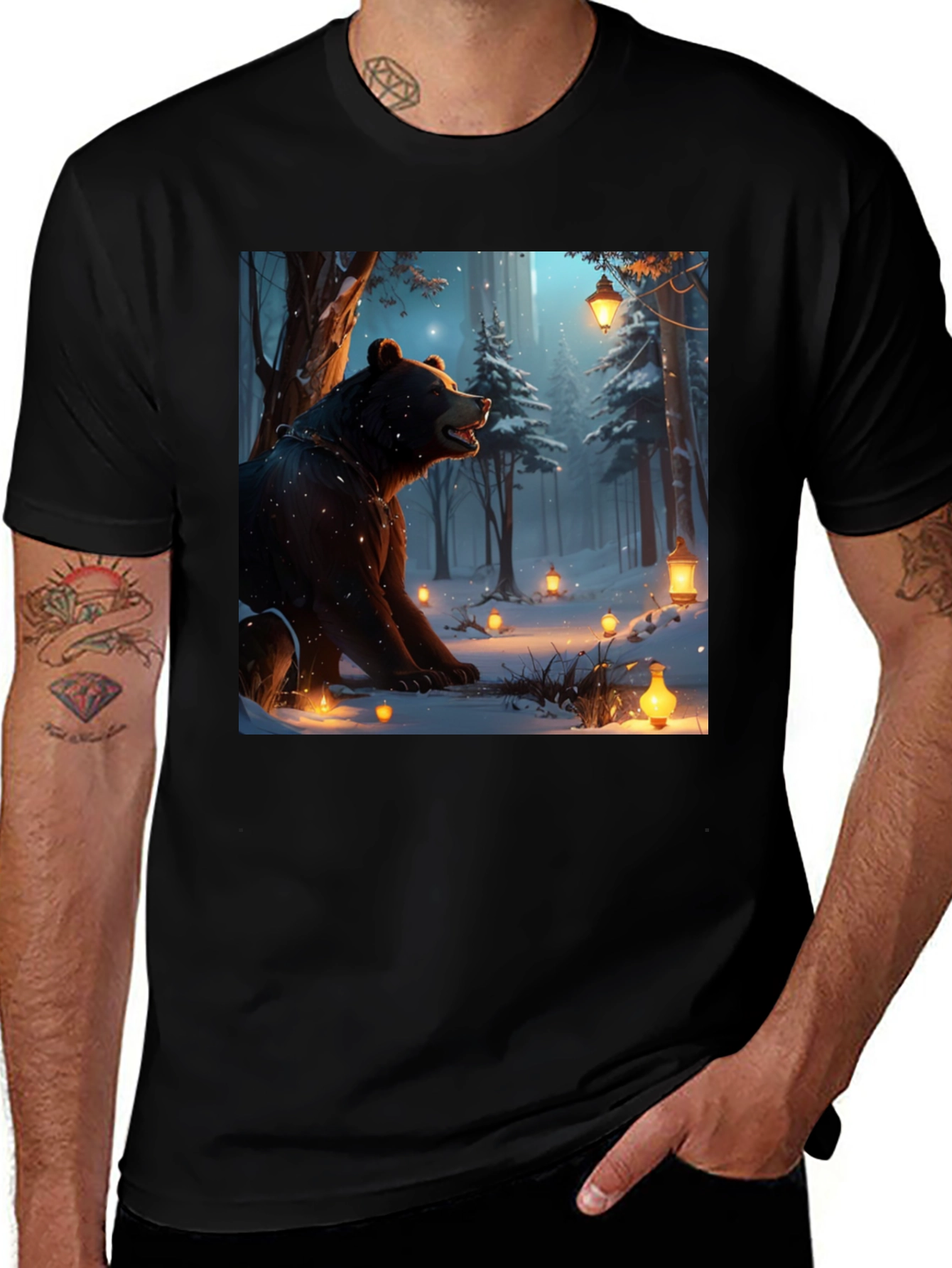 Variant 2 of Bear in Winter Forest T-Shirt
