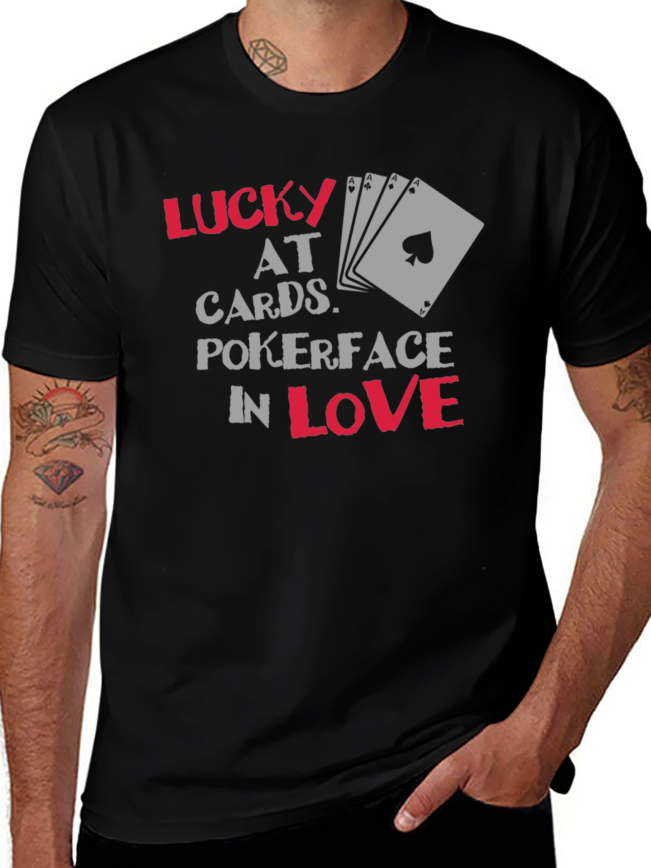 Variant 26 of Lucky at Cards T-Shirt - Poker Face in Love Graphic Tee