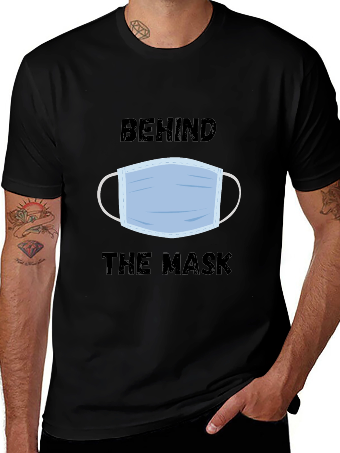 Variant 26 of Behind The Mask Graphic Tee - Black Cotton Comfort
