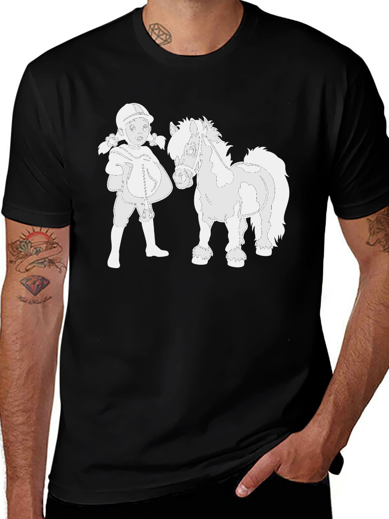 Variant 14 of Horse & Rider Graphic Black T-Shirt