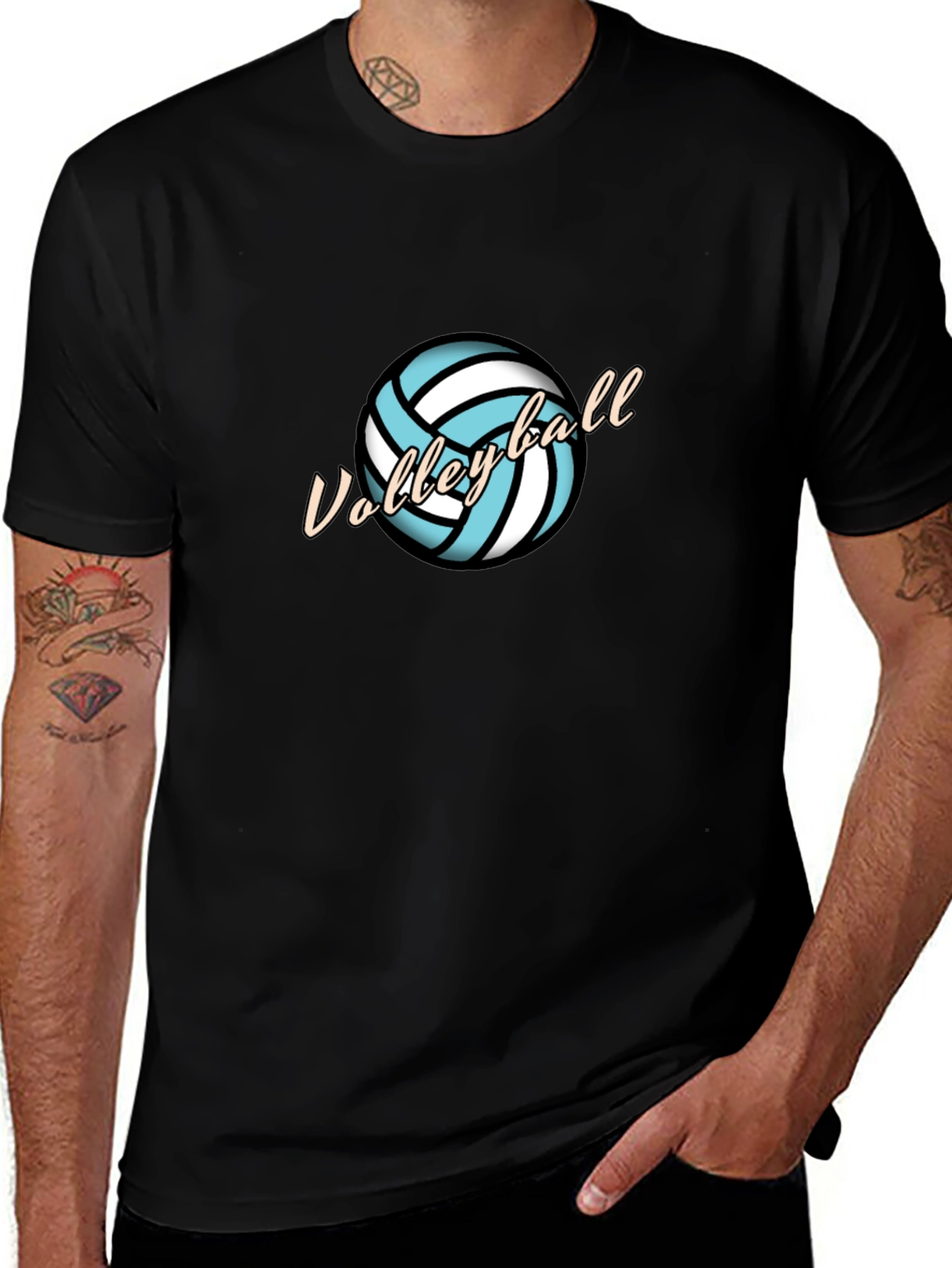 Variant 29 of Volleyball Graphic Tee - Black Cotton T-Shirt