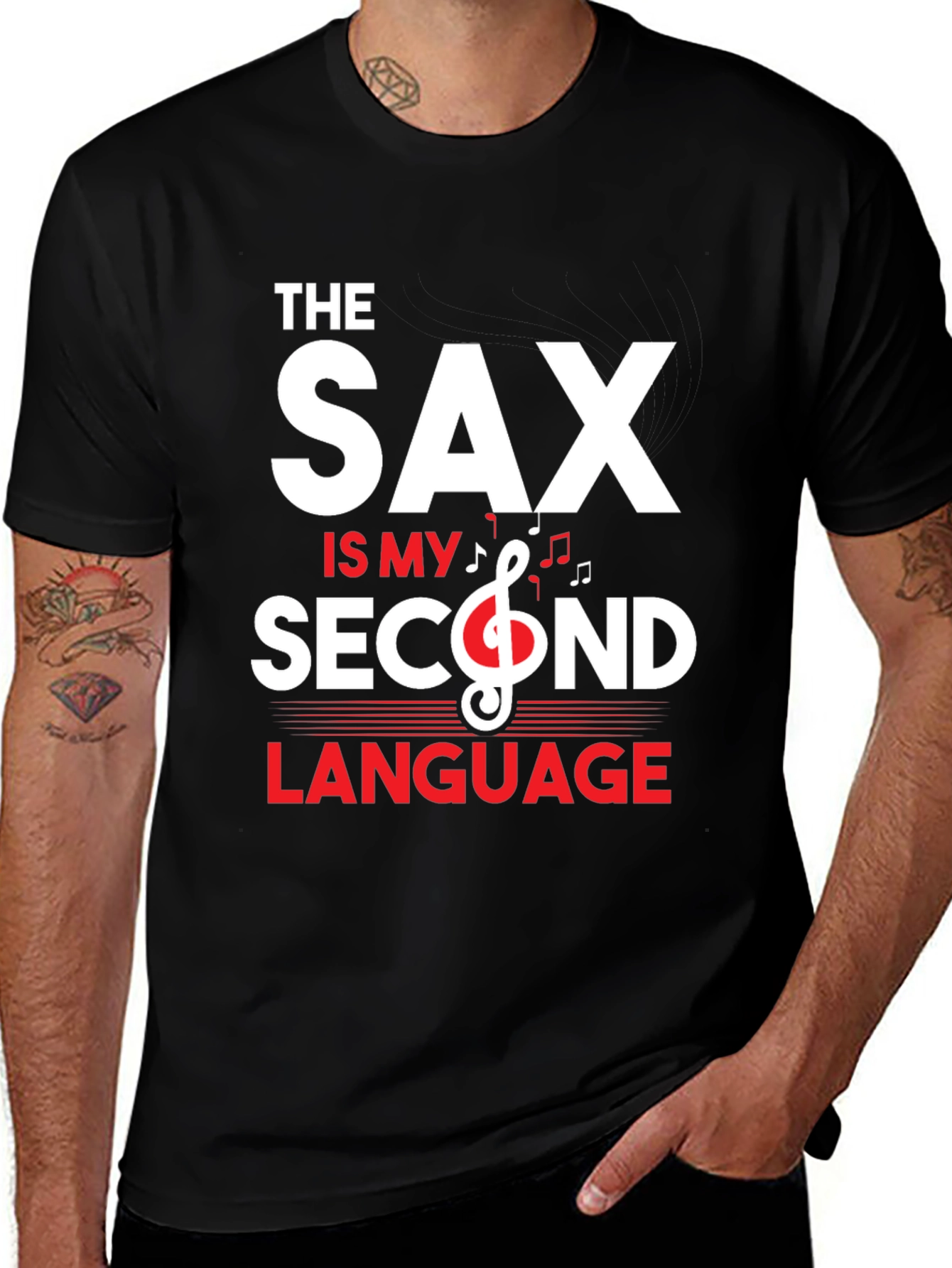 Variant 3 of Saxophone Second Language T-Shirt - Music Lover Tee