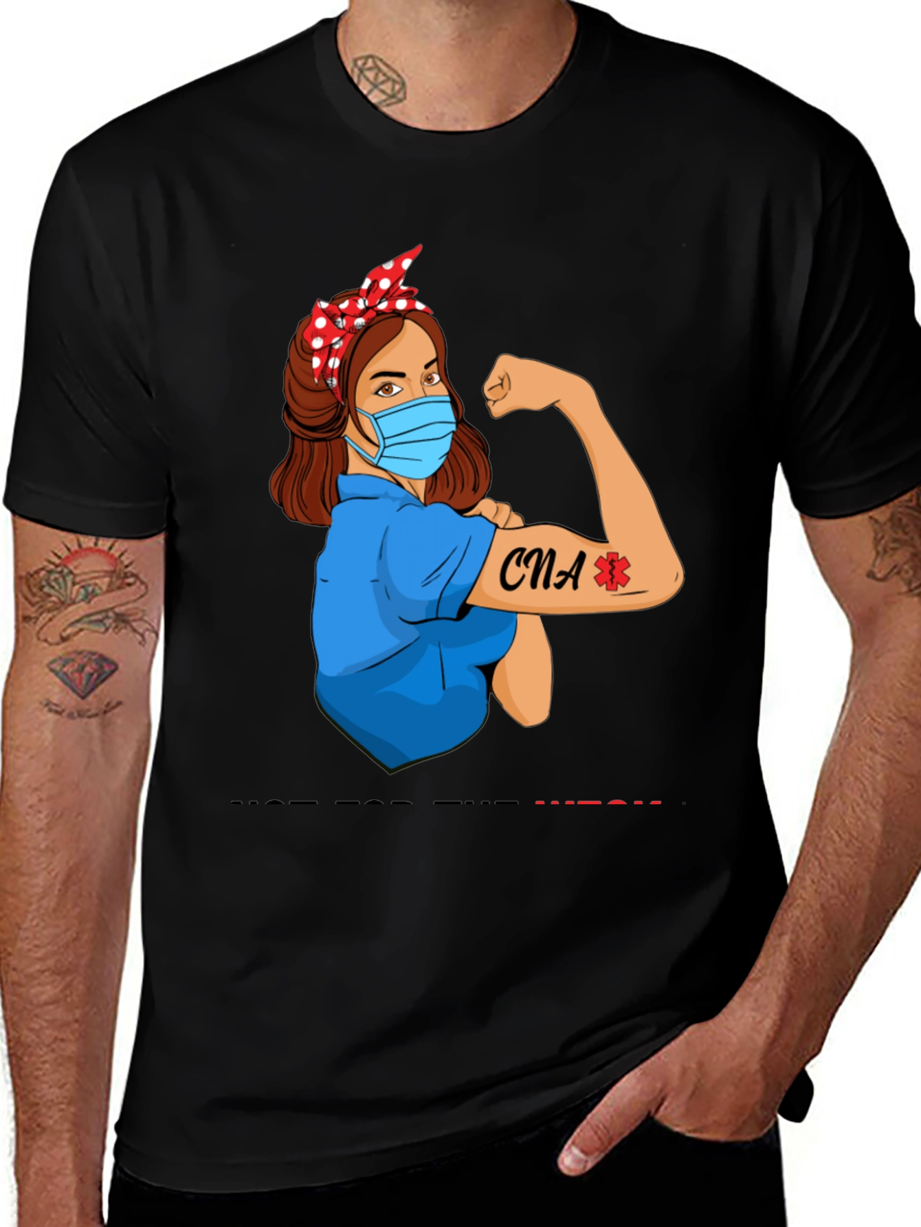 Variant 17 of CNA Rosie Riveter Graphic Tee - Black Cotton T-Shirt