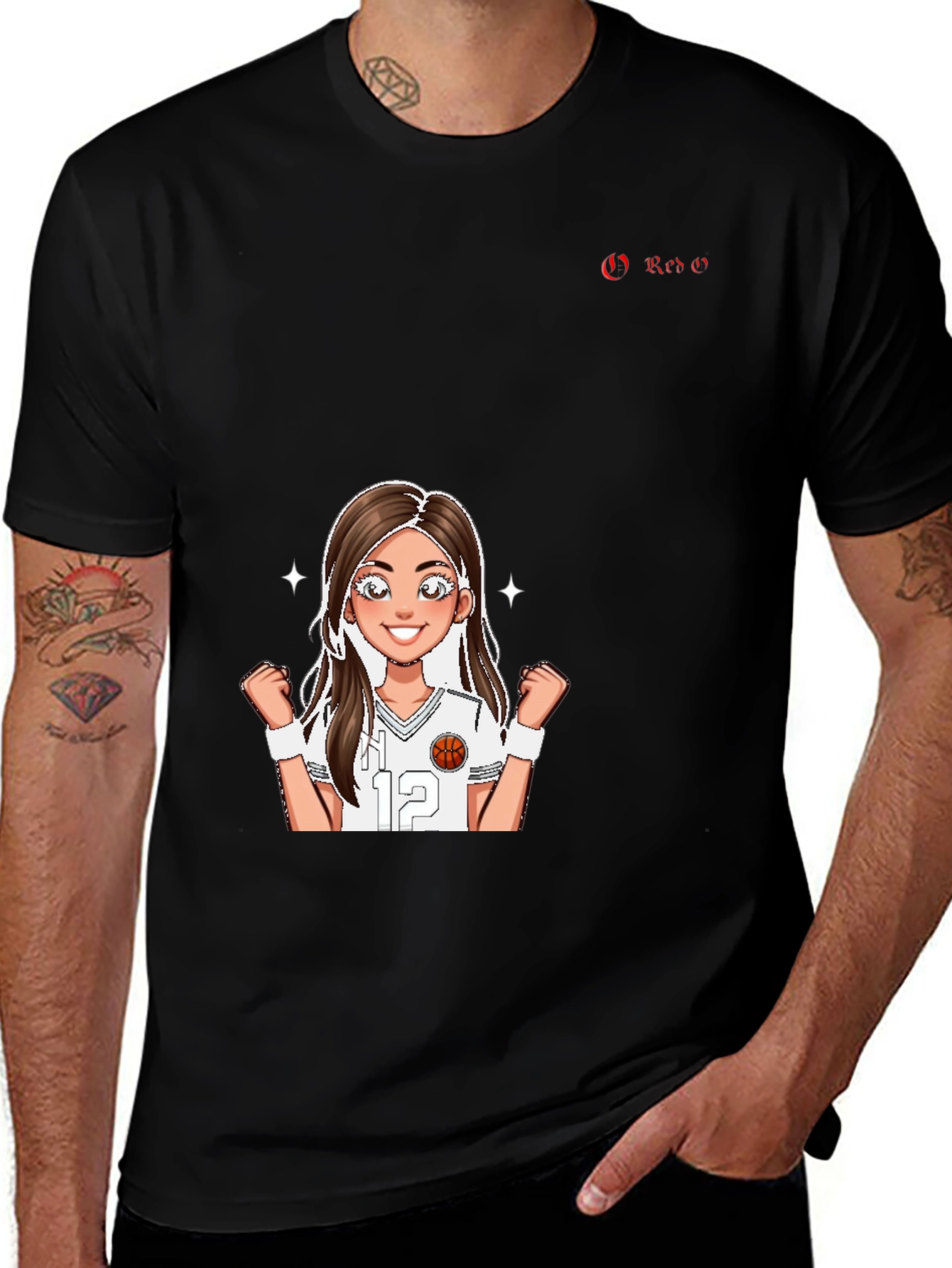 Variant 19 of Red G Black T-Shirt with Cartoon Girl