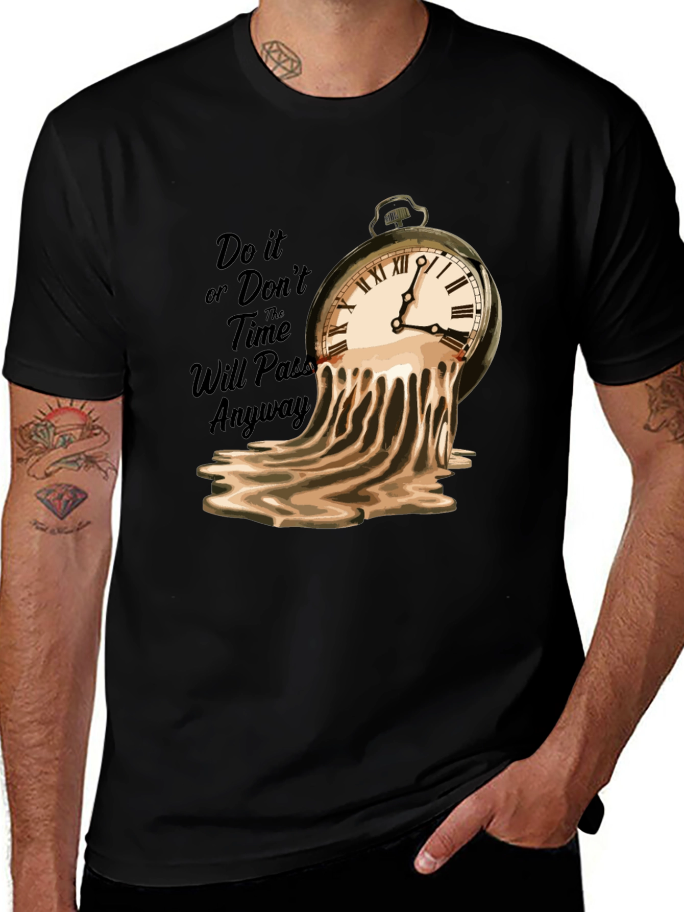 Variant 8 of Melting Clock Graphic Tee - Time Flies T-Shirt