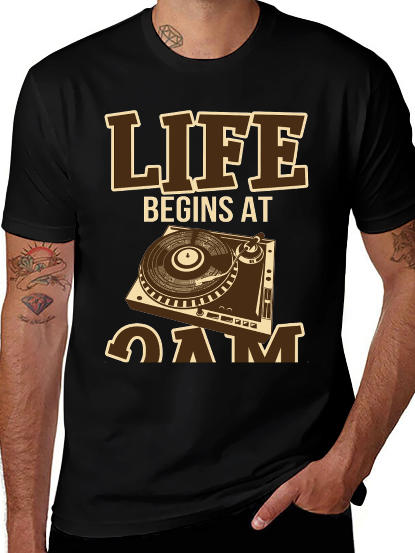 Variant 18 of Life Begins at 2AM DJ T-Shirt - Black