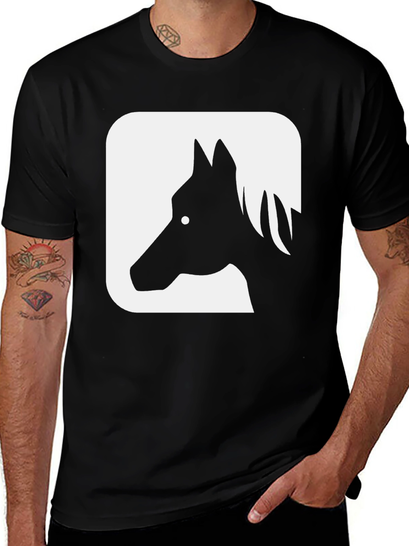 Variant 19 of Horse Silhouette Graphic Black T-Shirt